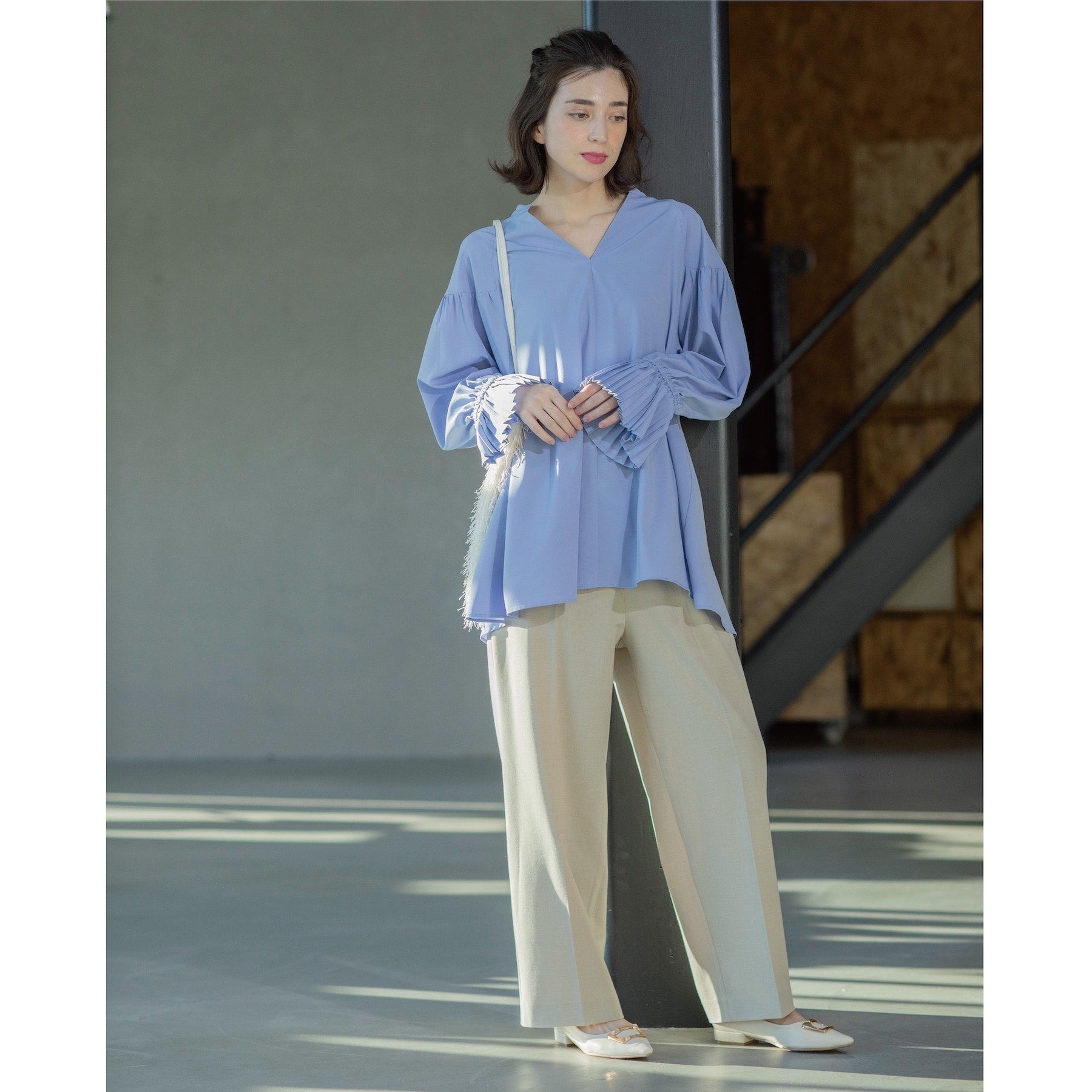 OPAQUE.CLIP OPAQUE.CLIP Melange Stretch Easy Wide Pants 【Machine Washable】