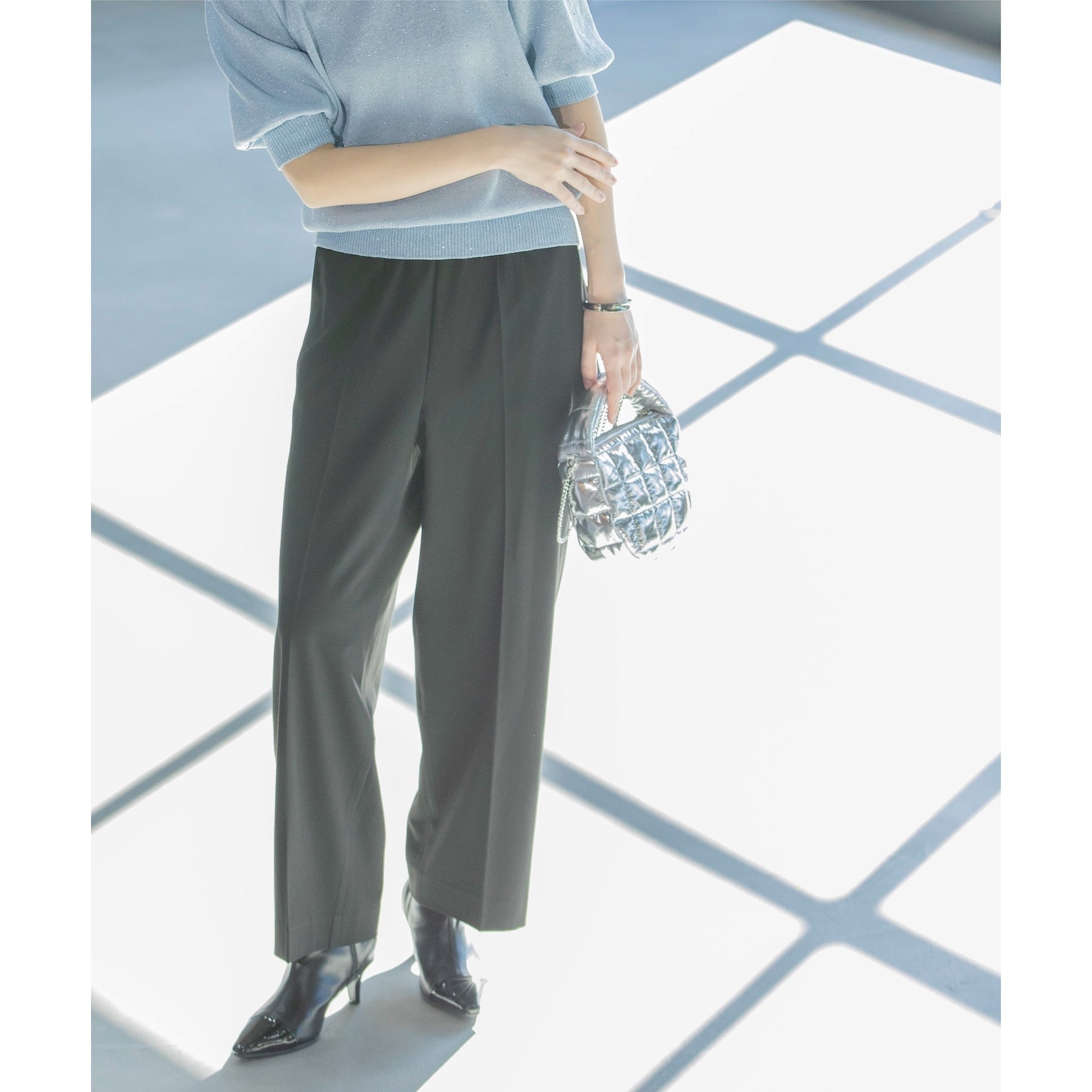 OPAQUE.CLIP OPAQUE.CLIP Melange Stretch Easy Wide Pants 【Machine Washable】