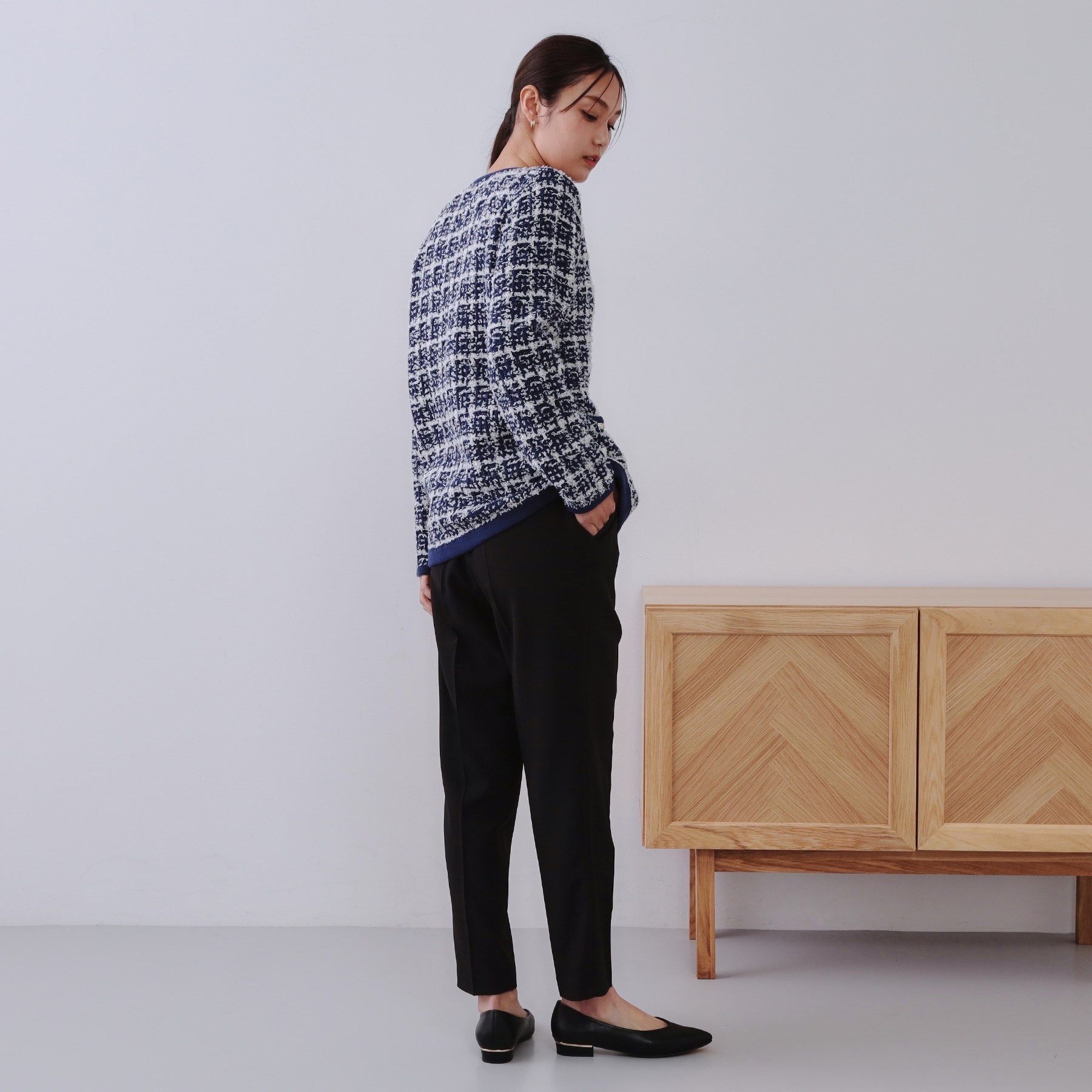 オペーク ドット クリップ OPAQUE.CLIP 美脚ストレッチイージーテーパードパンツ【洗濯機洗い可/防シワ】 (サックスブルー(090)) サックスブルー(090)