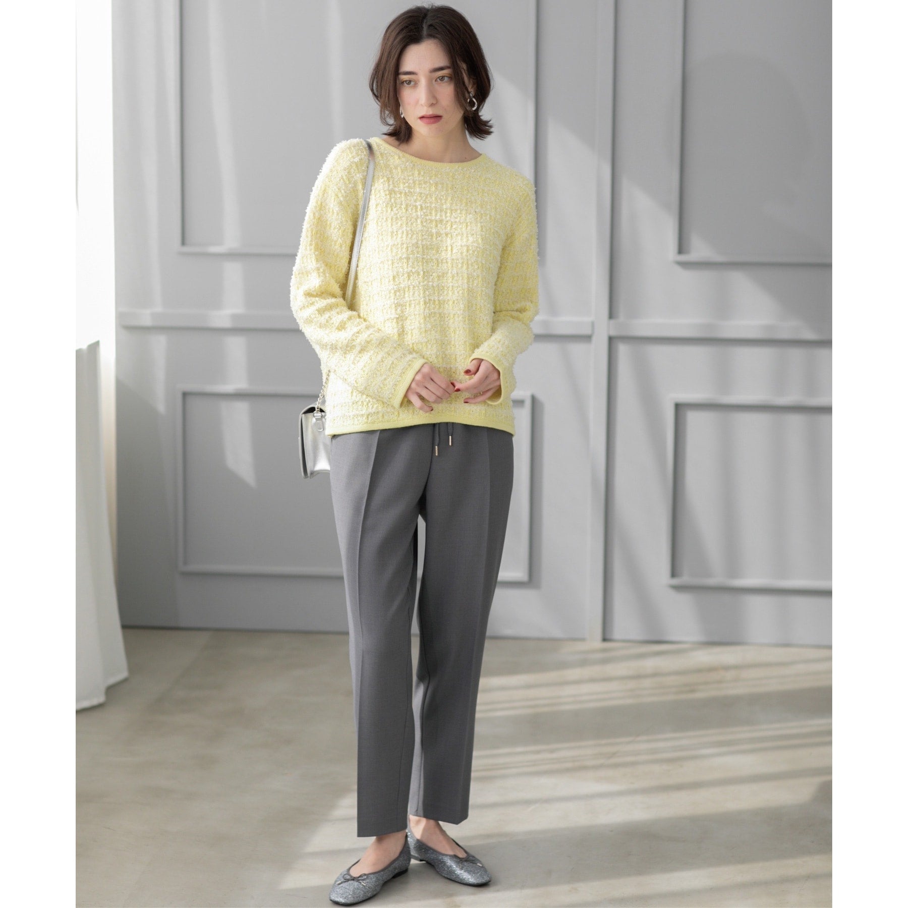 オペーク ドット クリップ OPAQUE.CLIP 美脚ストレッチイージーテーパードパンツ【洗濯機洗い可/防シワ】 (サックスブルー(090)) サックスブルー(090)