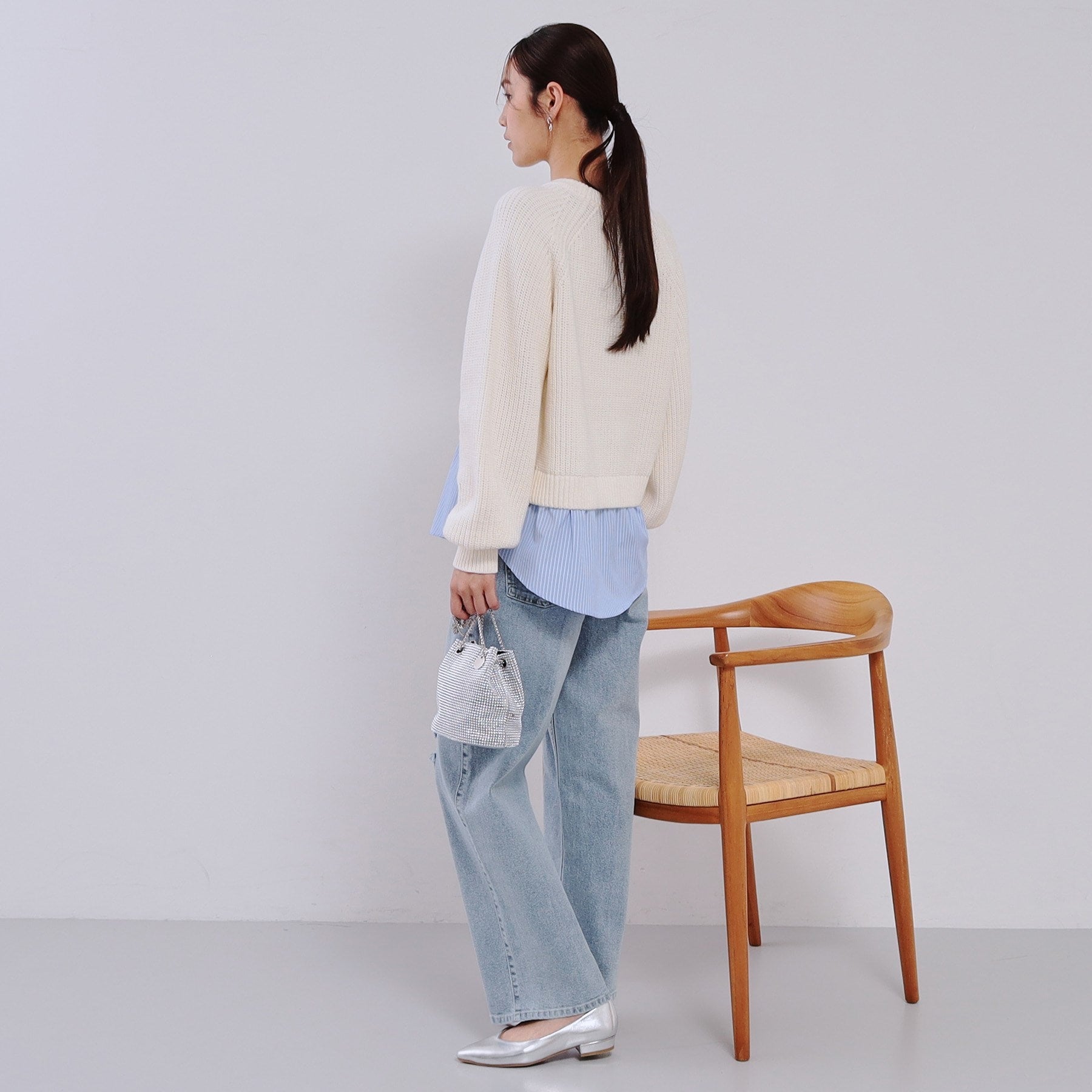 オペーク ドット クリップ OPAQUE.CLIP レイヤード風ドッキングミドルゲージニット【洗濯機洗い可】