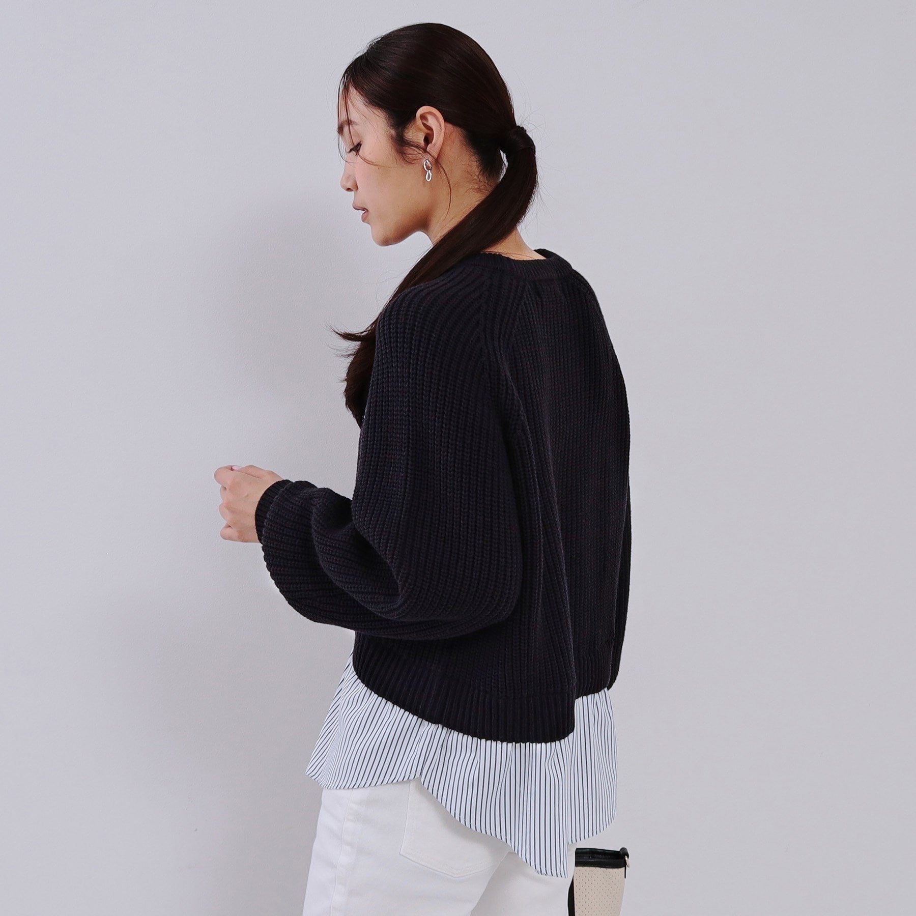 オペーク ドット クリップ OPAQUE.CLIP レイヤード風ドッキングミドルゲージニット【洗濯機洗い可】