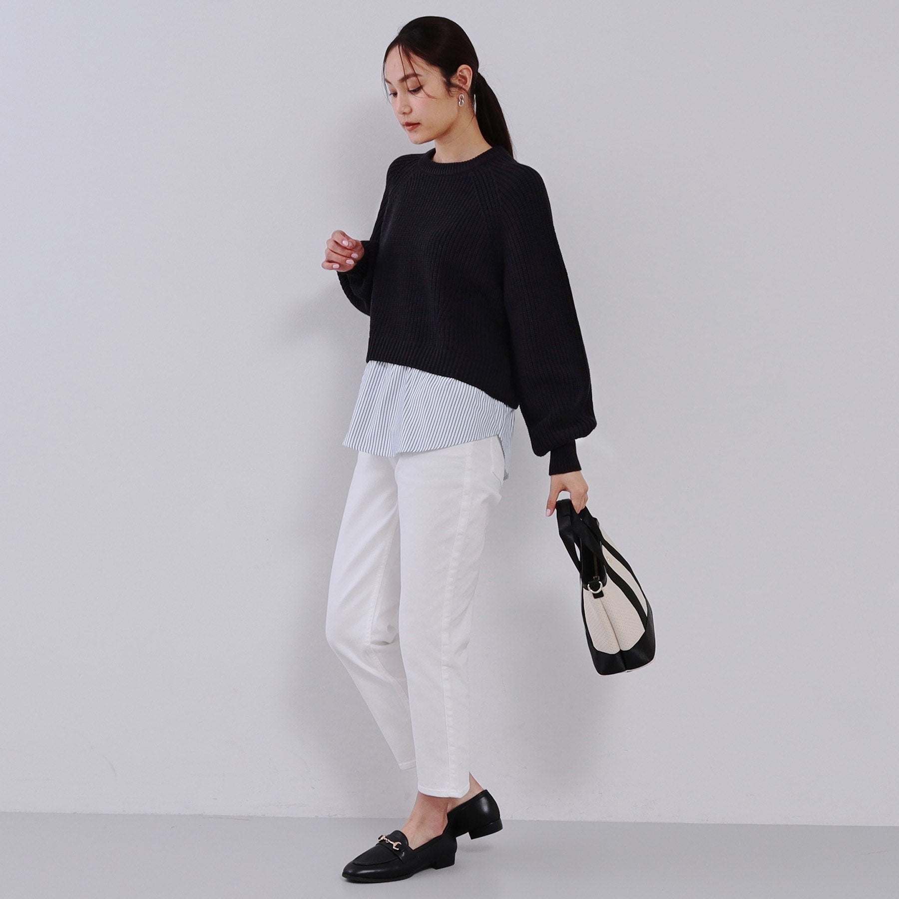 オペーク ドット クリップ OPAQUE.CLIP レイヤード風ドッキングミドルゲージニット【洗濯機洗い可】