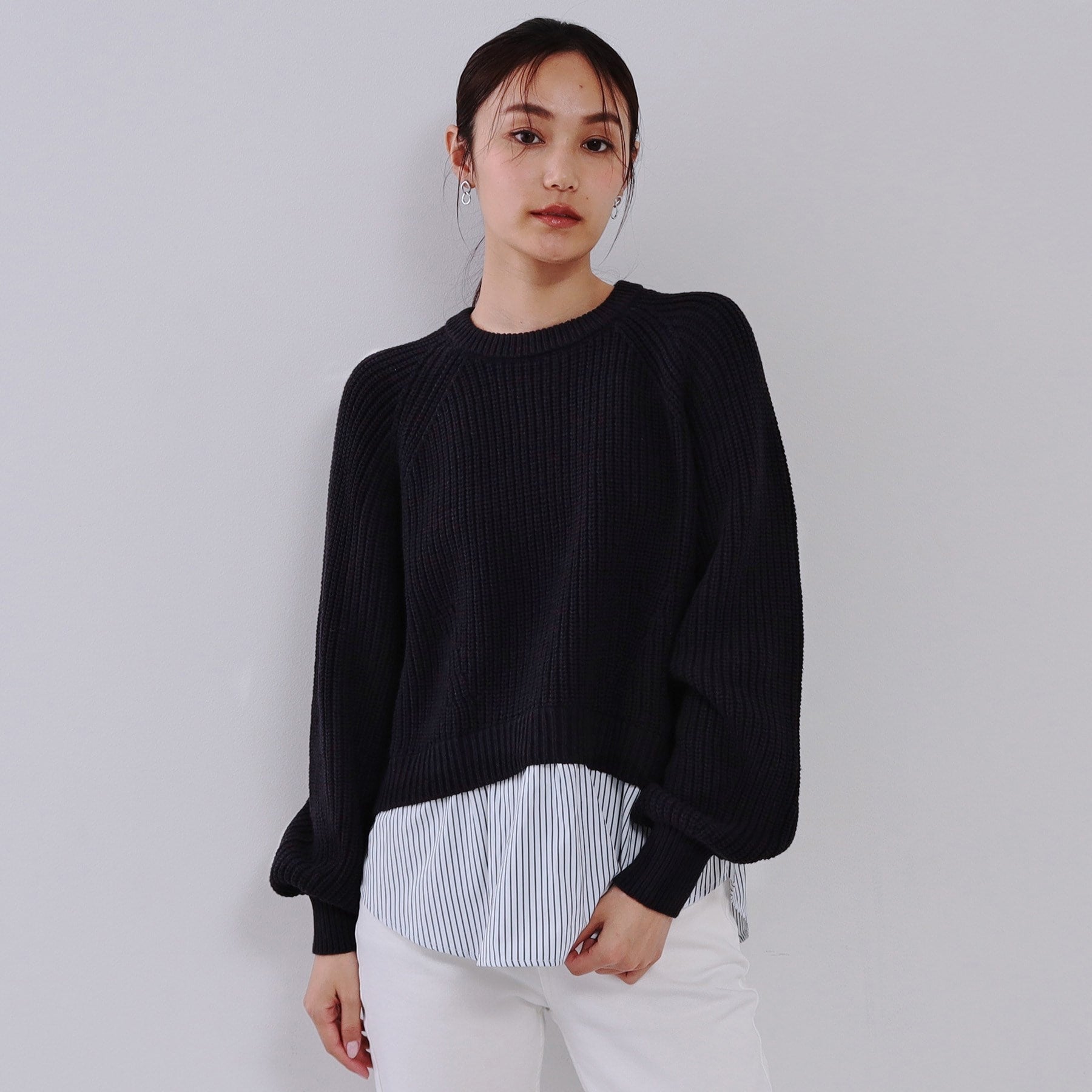 オペーク ドット クリップ OPAQUE.CLIP レイヤード風ドッキングミドルゲージニット【洗濯機洗い可】