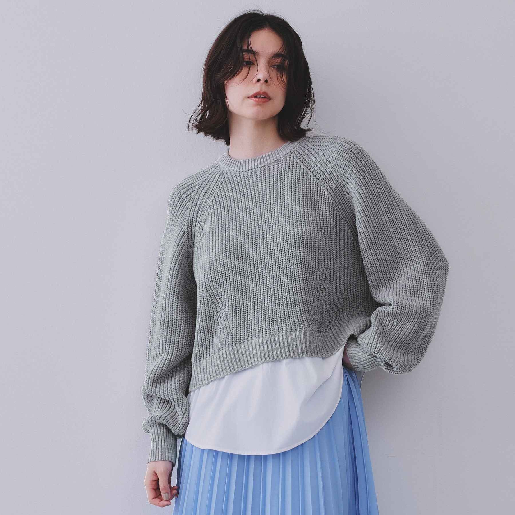 オペーク ドット クリップ OPAQUE.CLIP レイヤード風ドッキングミドルゲージニット【洗濯機洗い可】