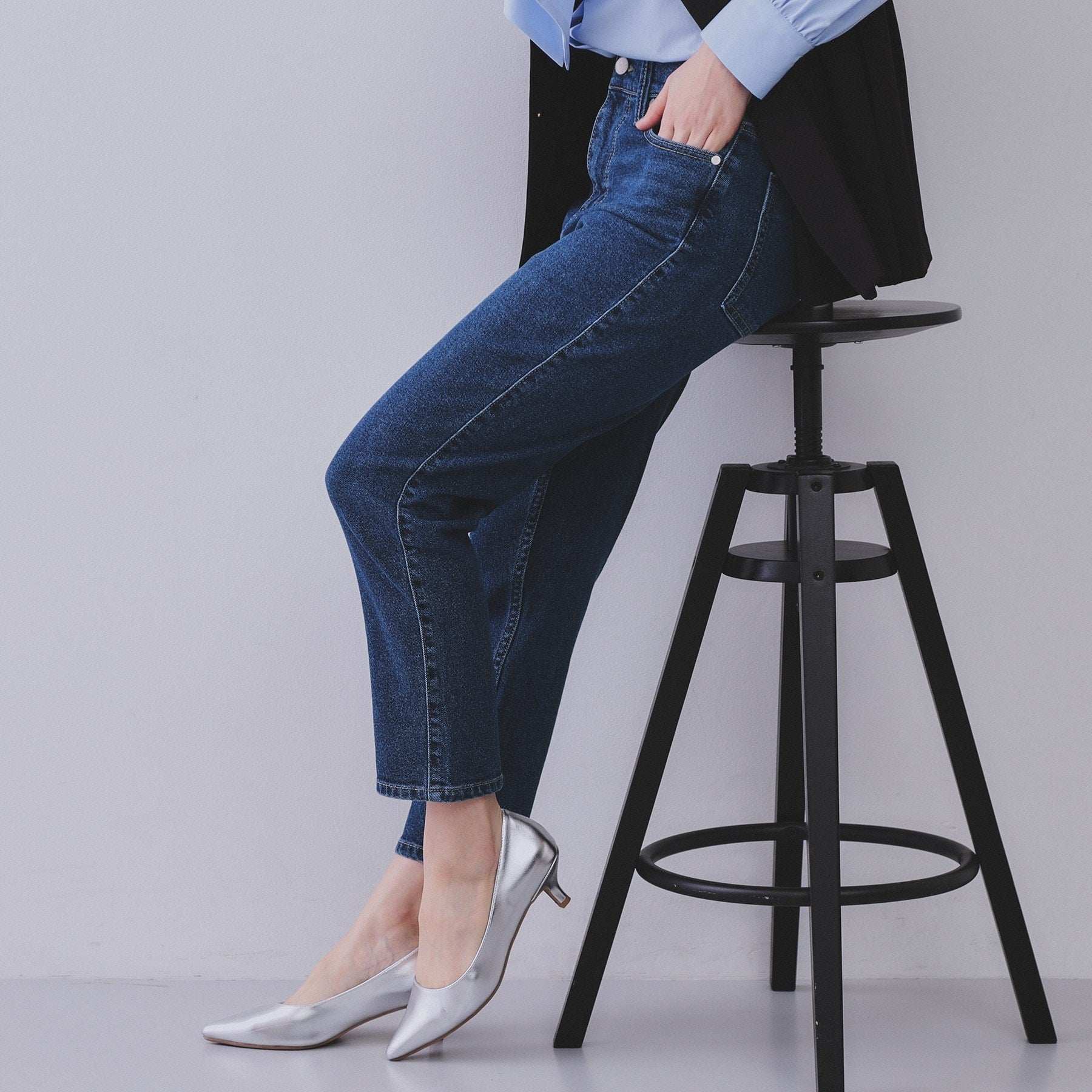 オペーク ドット クリップ OPAQUE.CLIP ストレッチスリムストレートデニム/オーガニックコットン混【洗濯機洗い可】 (ブルー(093)) ブルー(093)