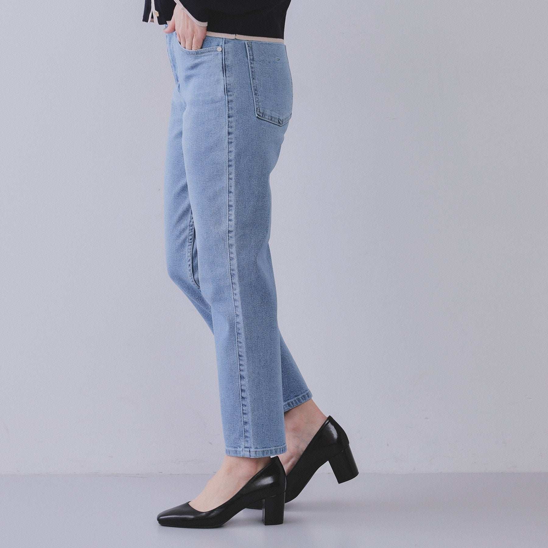 オペーク ドット クリップ OPAQUE.CLIP ストレッチスリムストレートデニム/オーガニックコットン混【洗濯機洗い可】 (ブルー(093)) ブルー(093)