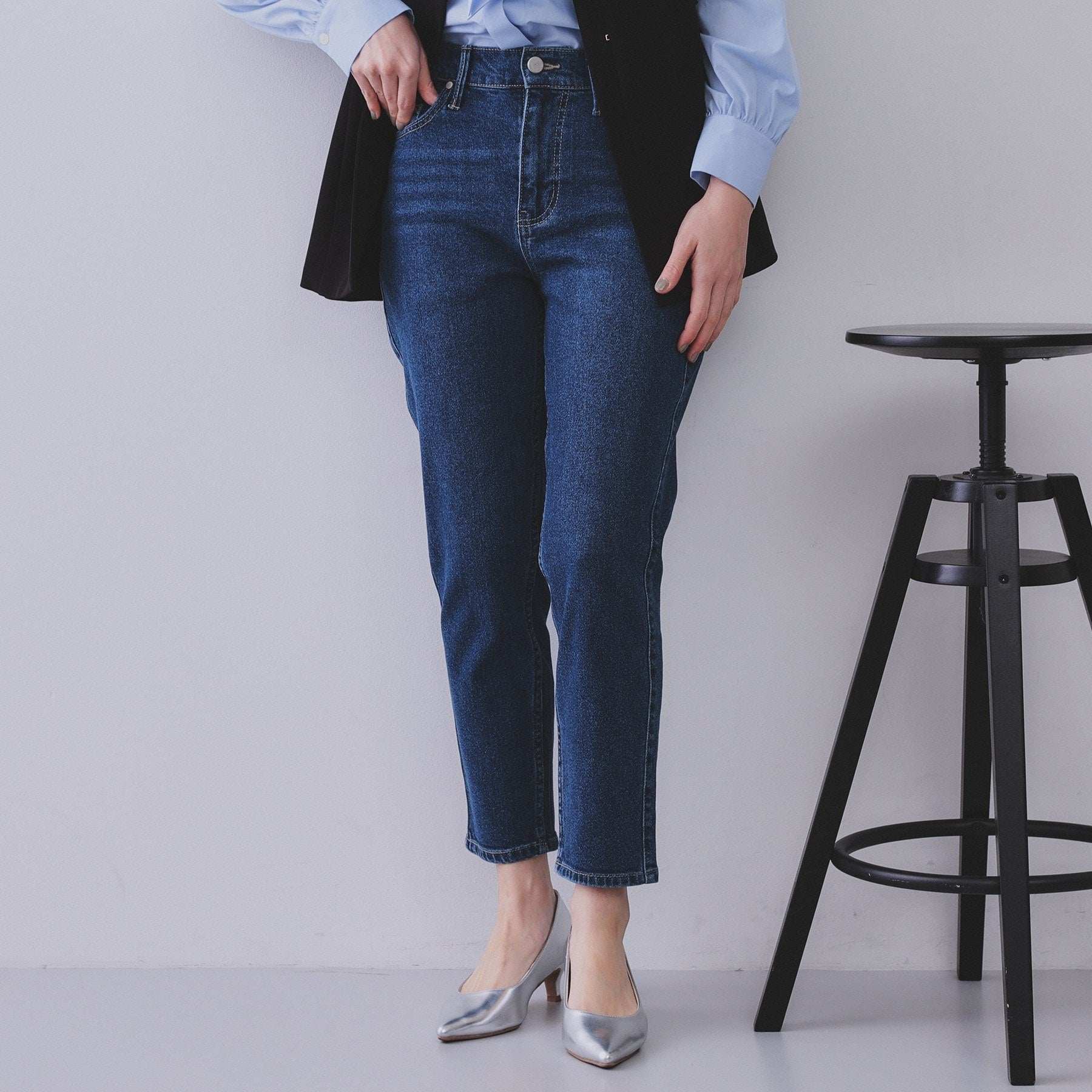 オペーク ドット クリップ OPAQUE.CLIP ストレッチスリムストレートデニム/オーガニックコットン混【洗濯機洗い可】 (ブルー(093)) ブルー(093)