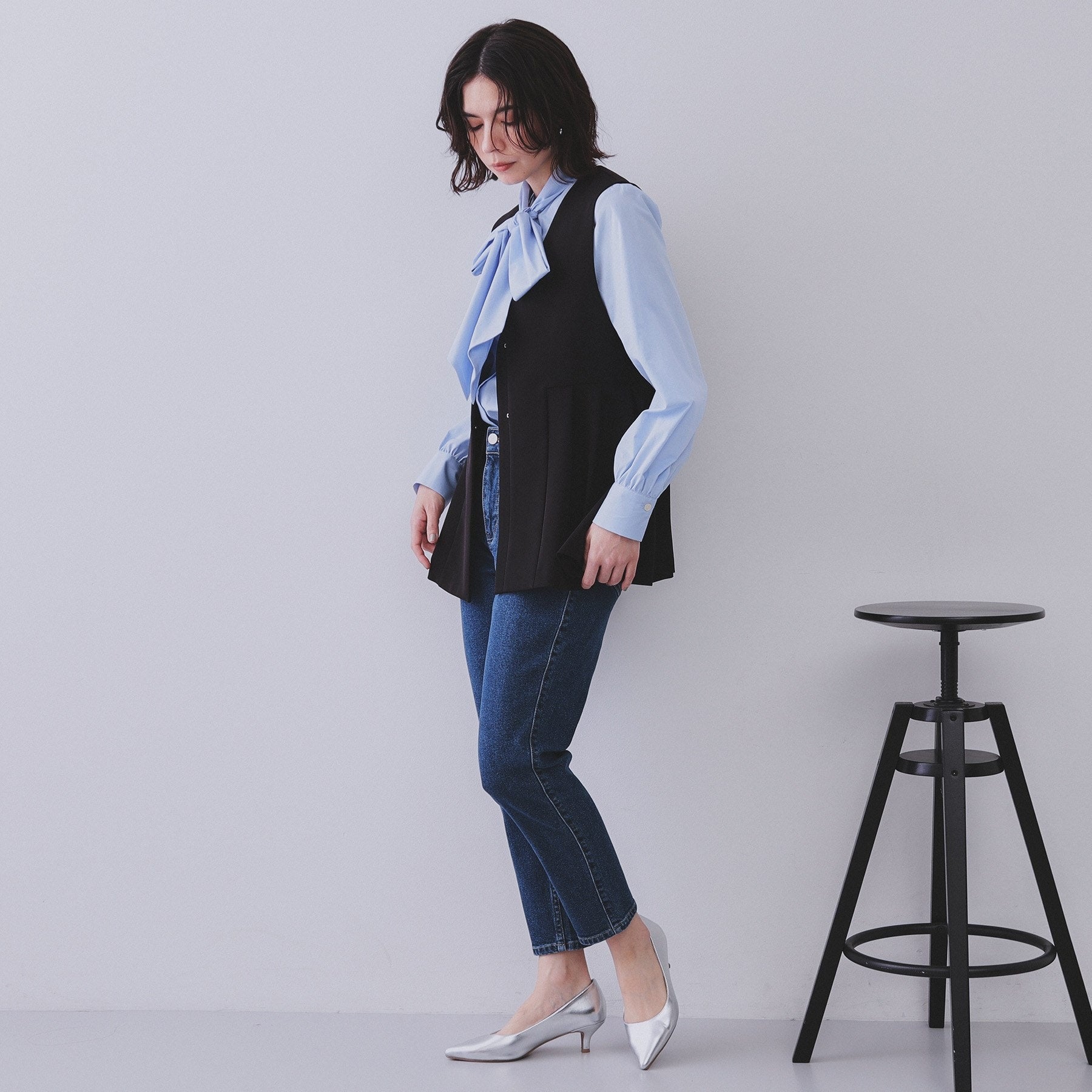 オペーク ドット クリップ OPAQUE.CLIP ストレッチスリムストレートデニム/オーガニックコットン混【洗濯機洗い可】 (ブルー(093)) ブルー(093)