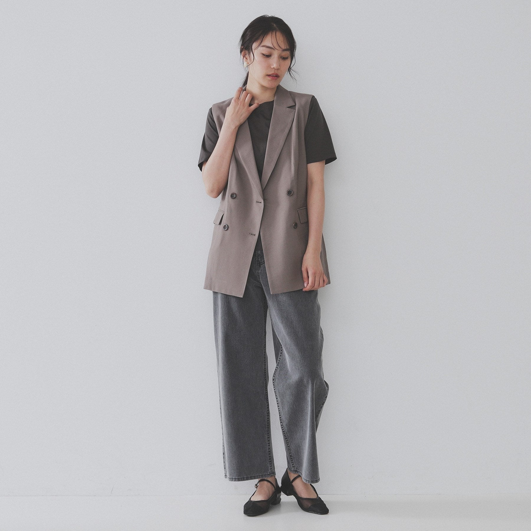 オペーク ドット クリップ OPAQUE.CLIP 《5color》ベーシックTシャツ【接触冷感/洗濯機洗い可】 (チャコールグレー(014)) チャコールグレー(014)