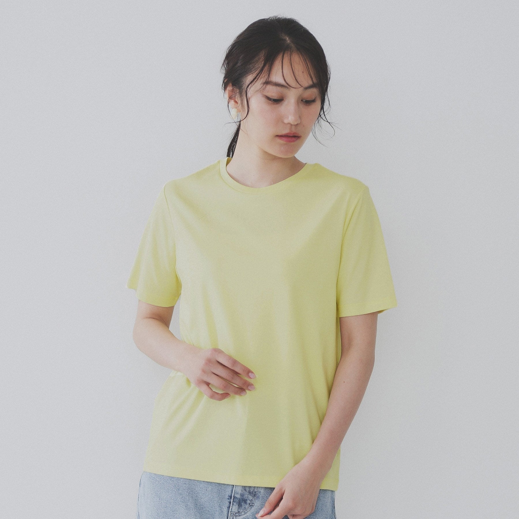オペーク ドット クリップ OPAQUE.CLIP 《5color》ベーシックTシャツ【接触冷感/洗濯機洗い可】 (チャコールグレー(014)) チャコールグレー(014)