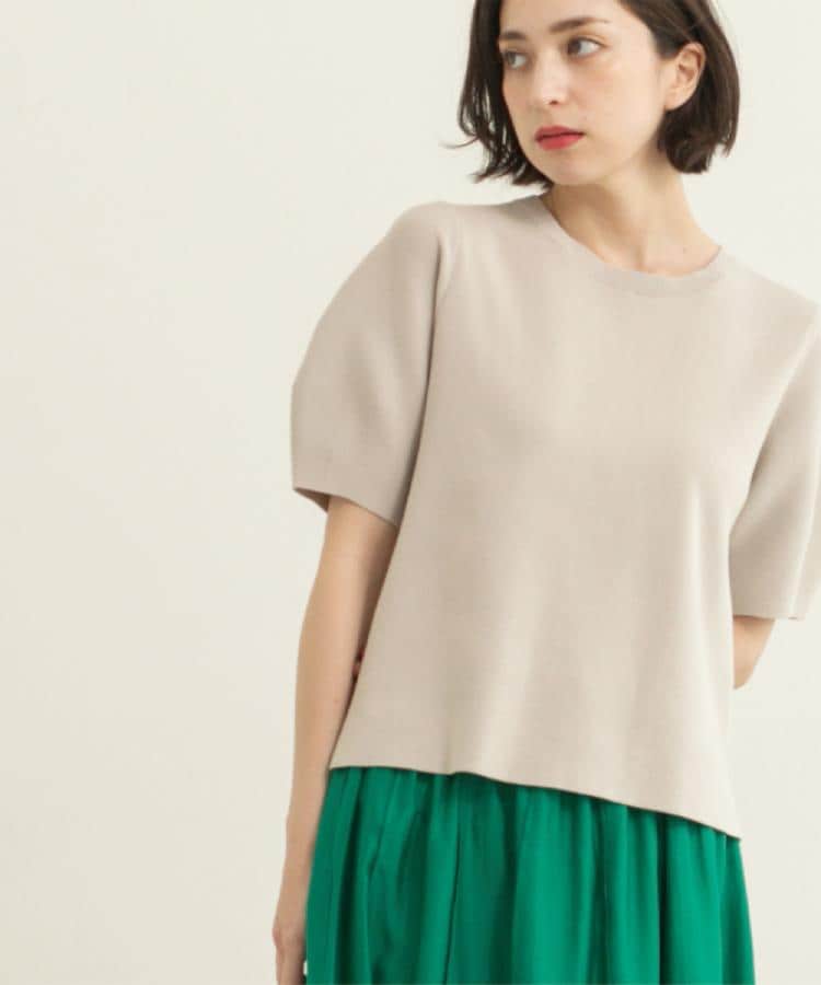 オペーク ドット クリップ OPAQUE.CLIP カーブスリーブニット【洗濯機洗い可/UVケア/抗ピル】 (グレージュ(050)) グレージュ(050)