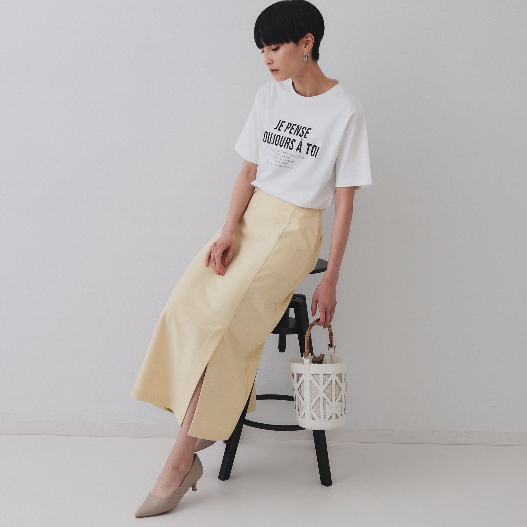 オペーク ドット クリップ OPAQUE.CLIP メランジナローフレアスカート/セットアップ対応可【洗濯機洗い可】 (ブルー(091)) ブルー(091)