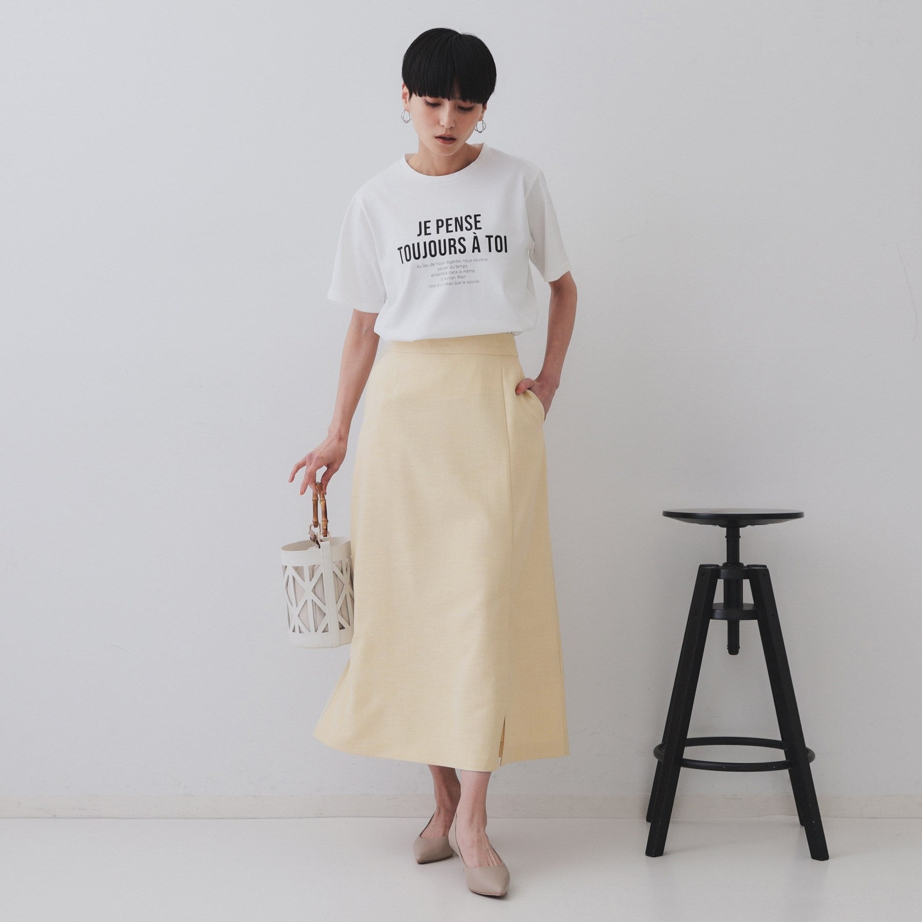 オペーク ドット クリップ OPAQUE.CLIP メランジナローフレアスカート/セットアップ対応可【洗濯機洗い可】 (ブルー(091)) ブルー(091)