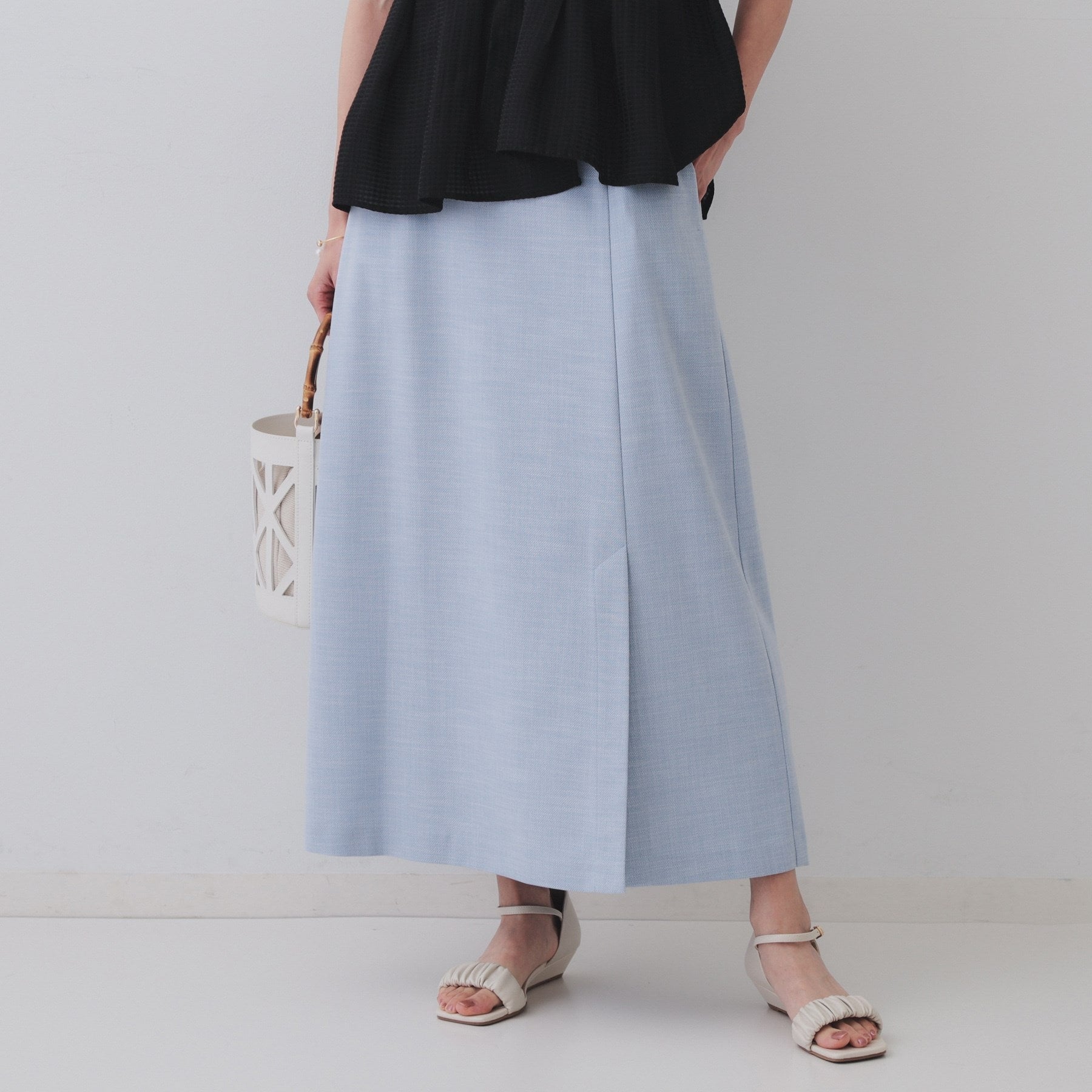 オペーク ドット クリップ OPAQUE.CLIP メランジナローフレアスカート/セットアップ対応可【洗濯機洗い可】 (ブルー(091)) ブルー(091)