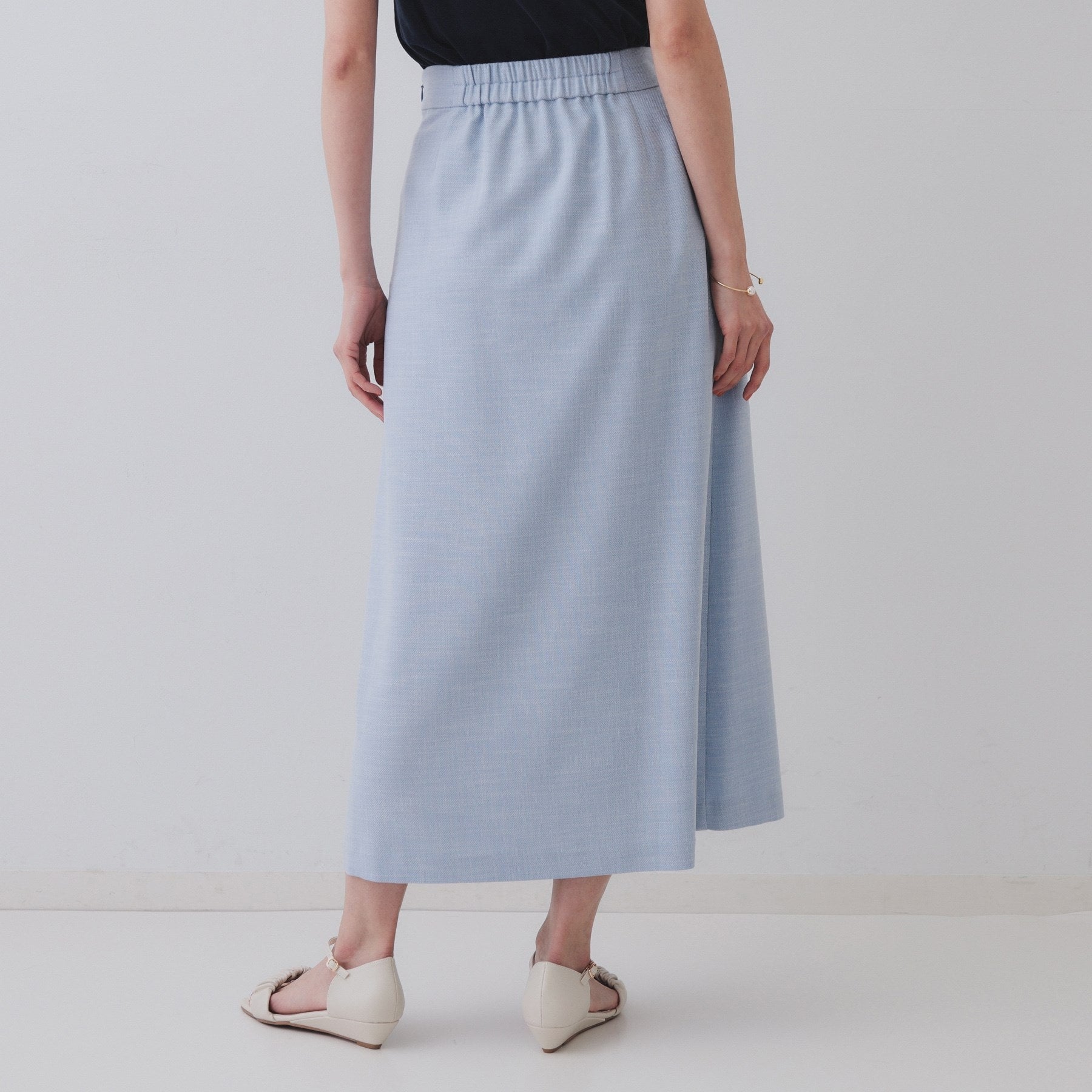 オペーク ドット クリップ OPAQUE.CLIP メランジナローフレアスカート/セットアップ対応可【洗濯機洗い可】 (ブルー(091)) ブルー(091)