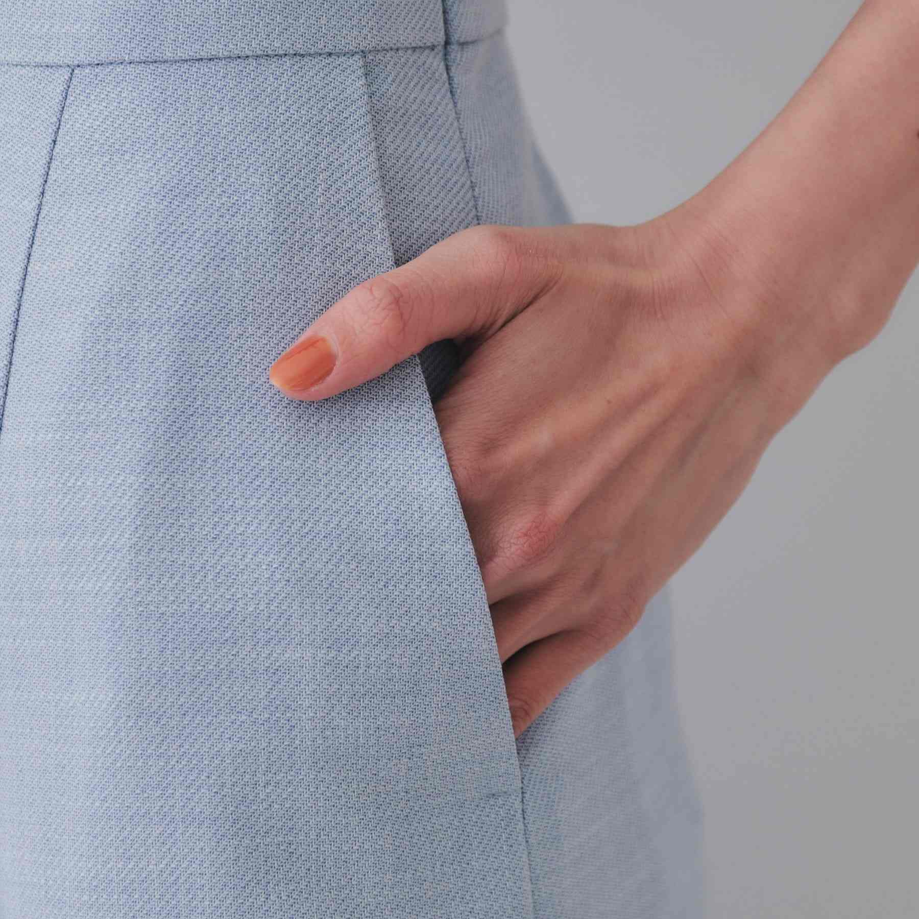 オペーク ドット クリップ OPAQUE.CLIP メランジナローフレアスカート/セットアップ対応可【洗濯機洗い可】 (ブルー(091)) ブルー(091)