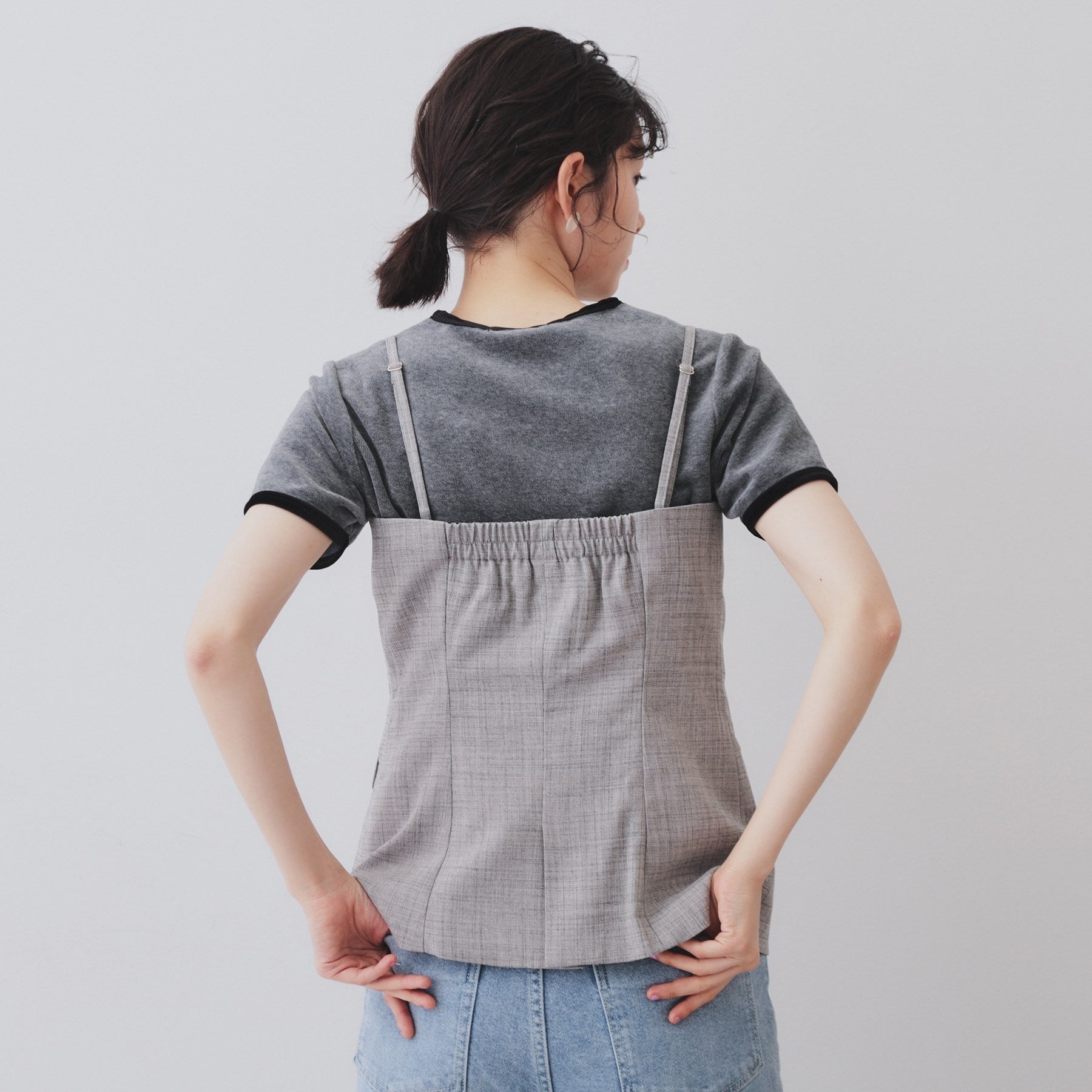 オペーク ドット クリップ OPAQUE.CLIP メランジビスチェ風ジレ/セットアップ対応可【洗濯機洗い可】 (グレー(012)) グレー(012)