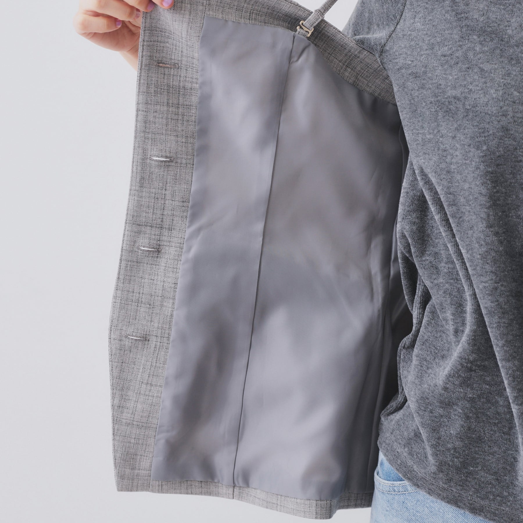 オペーク ドット クリップ OPAQUE.CLIP メランジビスチェ風ジレ/セットアップ対応可【洗濯機洗い可】 (グレー(012)) グレー(012)