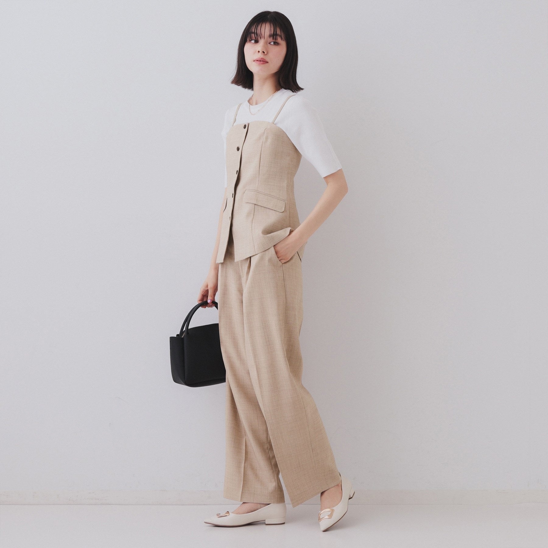 オペーク ドット クリップ OPAQUE.CLIP メランジビスチェ風ジレ/セットアップ対応可【洗濯機洗い可】 (グレー(012)) グレー(012)