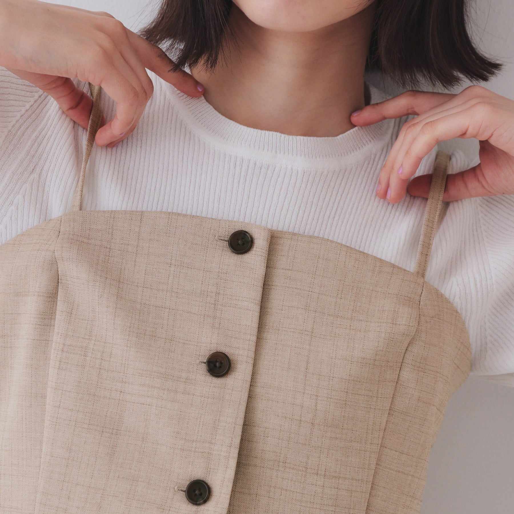 オペーク ドット クリップ OPAQUE.CLIP メランジビスチェ風ジレ/セットアップ対応可【洗濯機洗い可】 (グレー(012)) グレー(012)