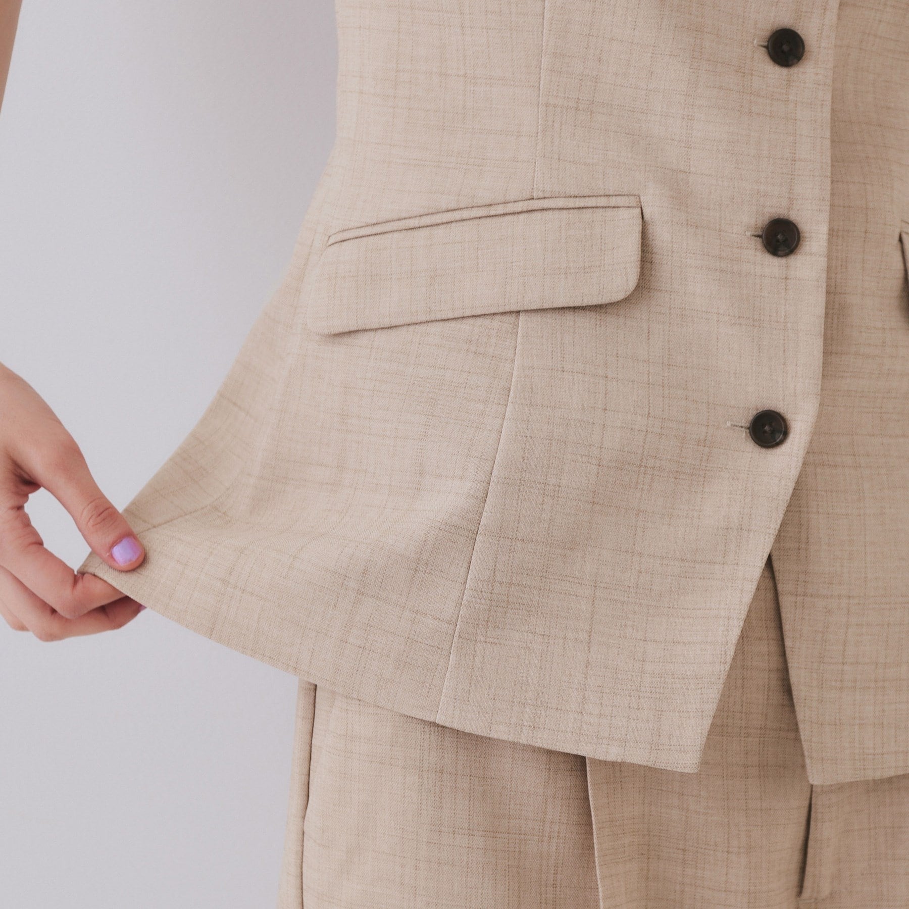 オペーク ドット クリップ OPAQUE.CLIP メランジビスチェ風ジレ/セットアップ対応可【洗濯機洗い可】 (グレー(012)) グレー(012)