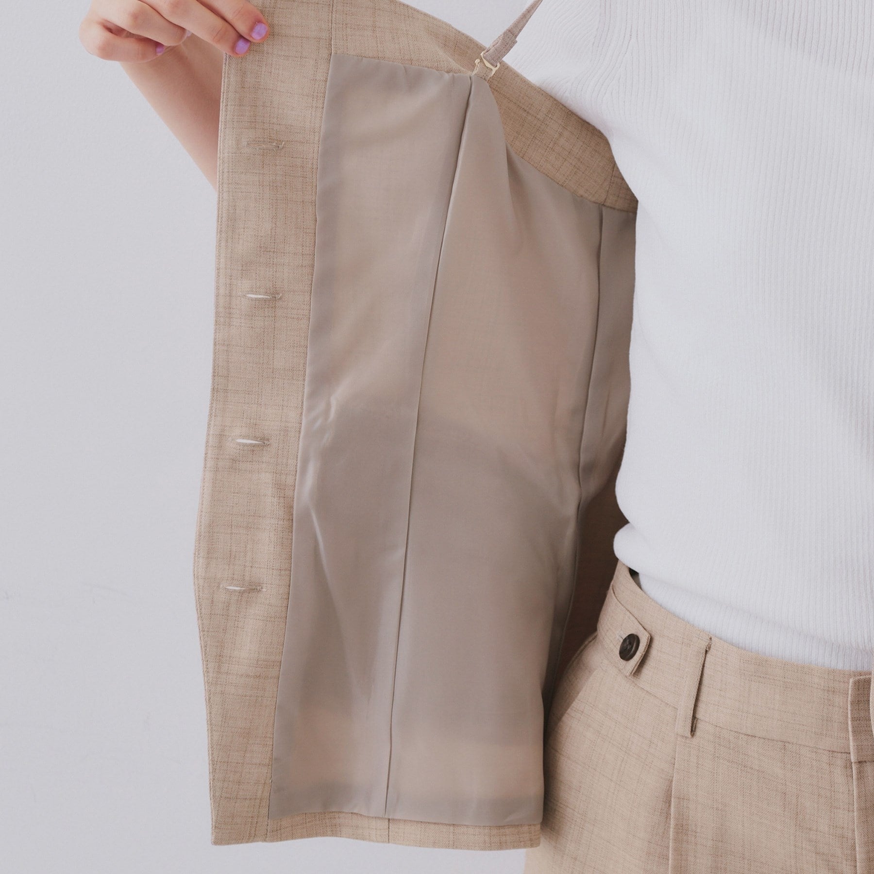 オペーク ドット クリップ OPAQUE.CLIP メランジビスチェ風ジレ/セットアップ対応可【洗濯機洗い可】 (グレー(012)) グレー(012)