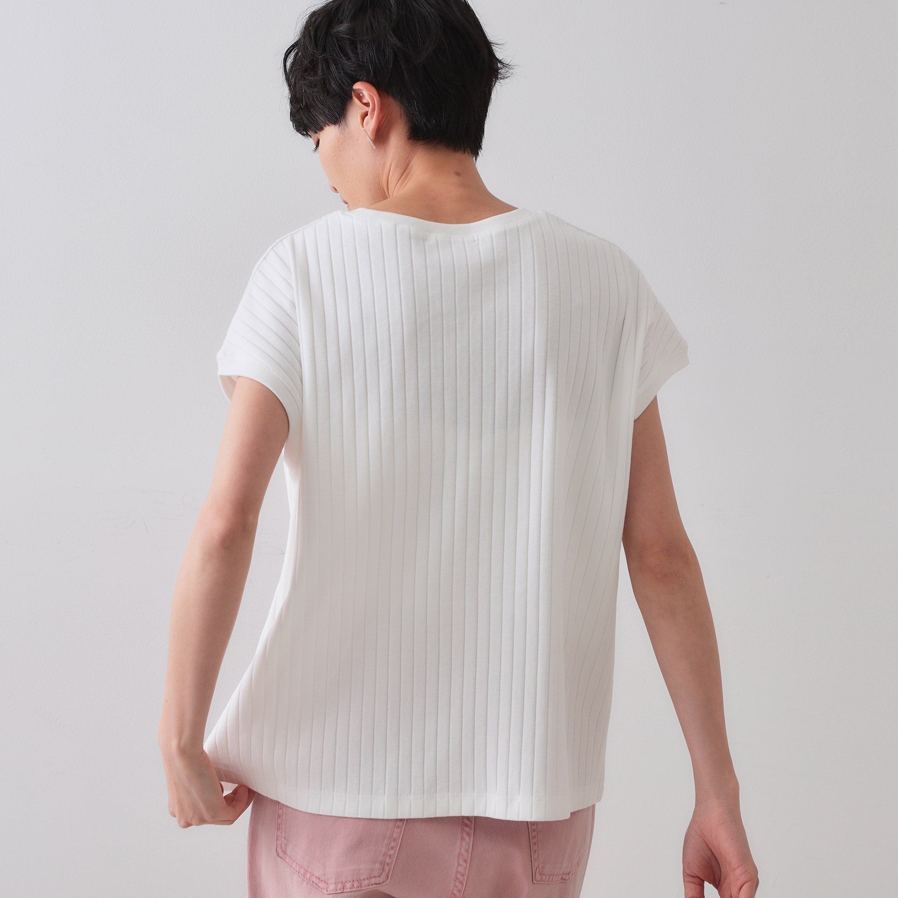 オペーク ドット クリップ OPAQUE.CLIP ワイドリブフレンチTシャツ (ピンク(071)) ピンク(071)