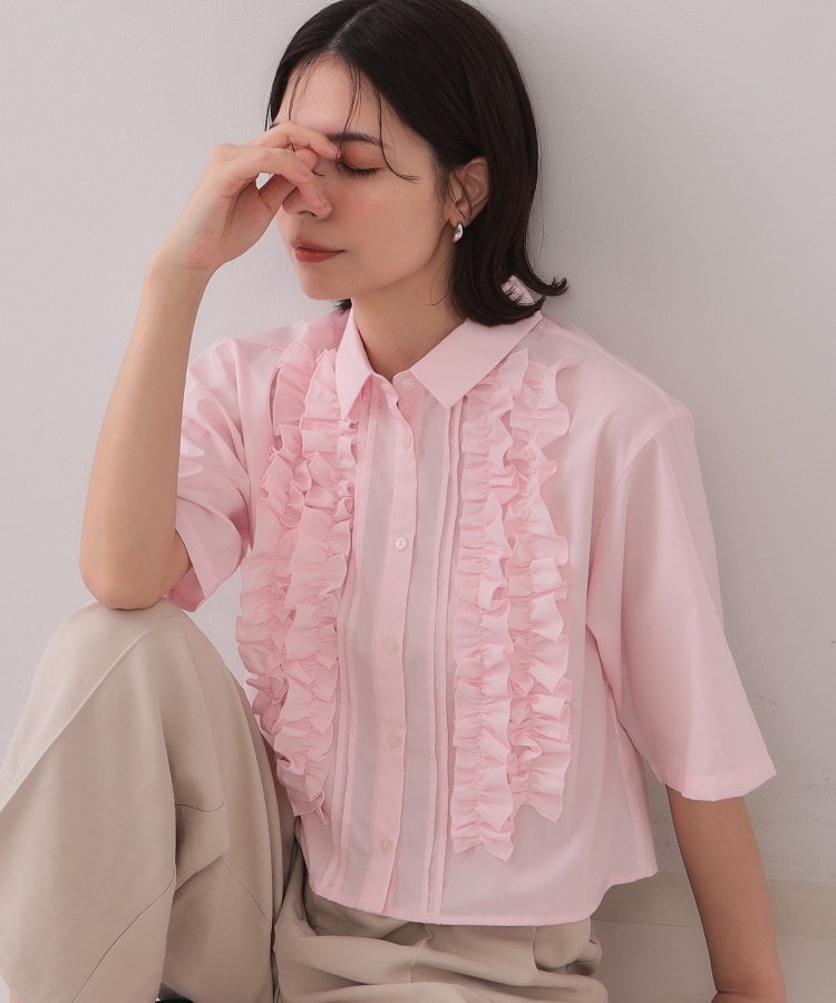 オペーク ドット クリップ OPAQUE.CLIP フリルショートシャツ【洗濯機洗い可】 (ライトピンク(070)) ライトピンク(070)