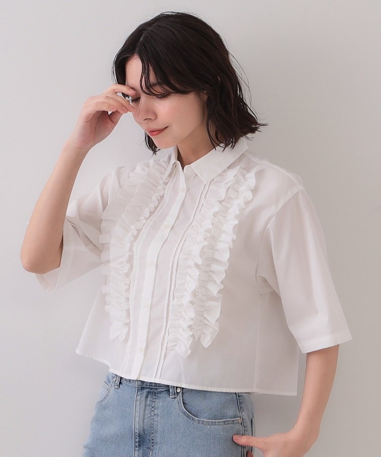 オペーク ドット クリップ OPAQUE.CLIP フリルショートシャツ【洗濯機洗い可】 (ライトピンク(070)) ライトピンク(070)