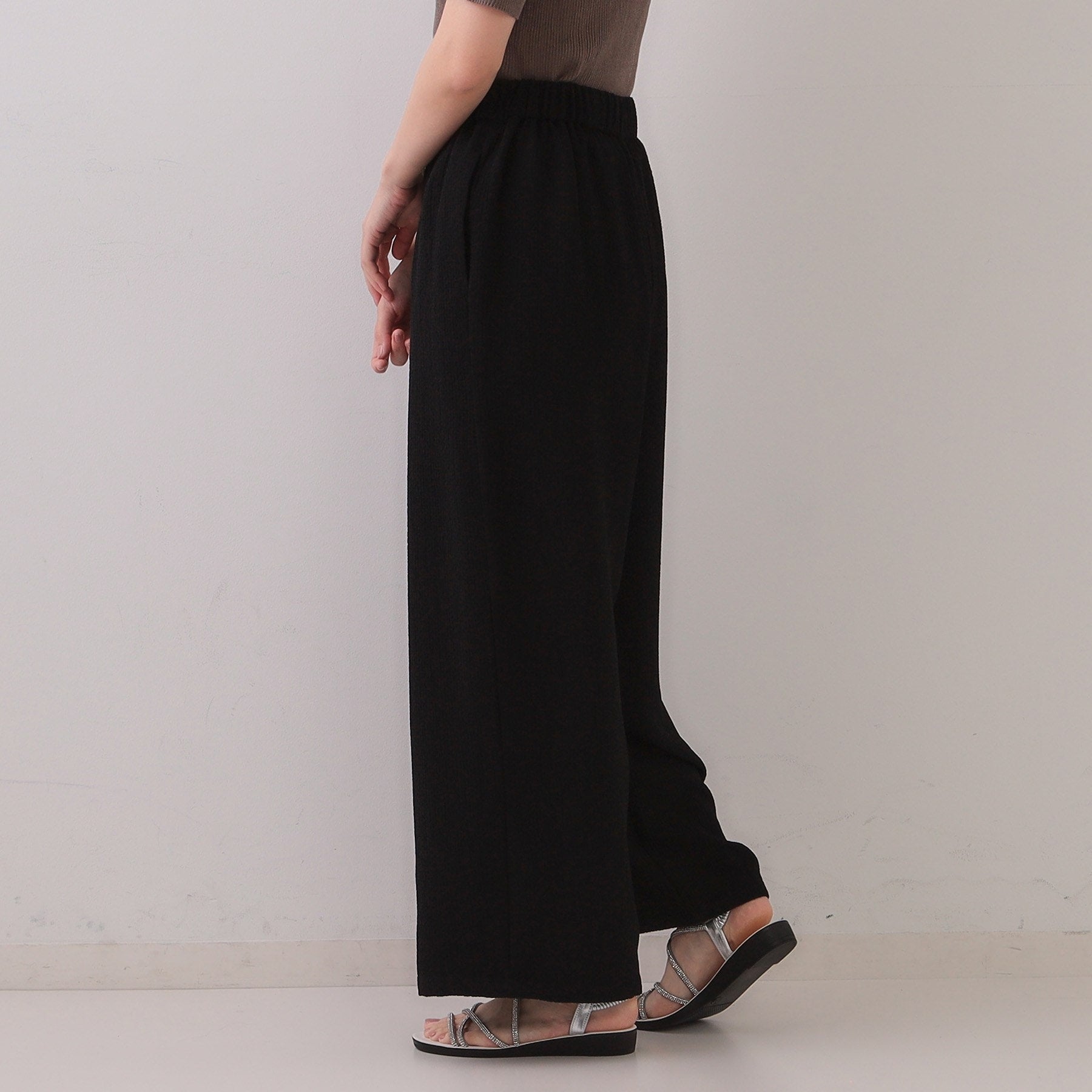 オペーク ドット クリップ OPAQUE.CLIP ストレッチジャカードイージーワイドパンツ/セットアップ対応可【洗濯機洗い可】 (オフホワイト(003)) オフホワイト(003)