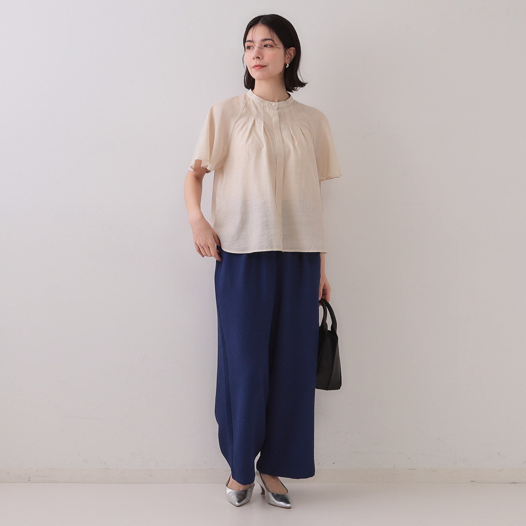 オペーク ドット クリップ OPAQUE.CLIP ストレッチジャカードイージーワイドパンツ/セットアップ対応可【洗濯機洗い可】 (オフホワイト(003)) オフホワイト(003)