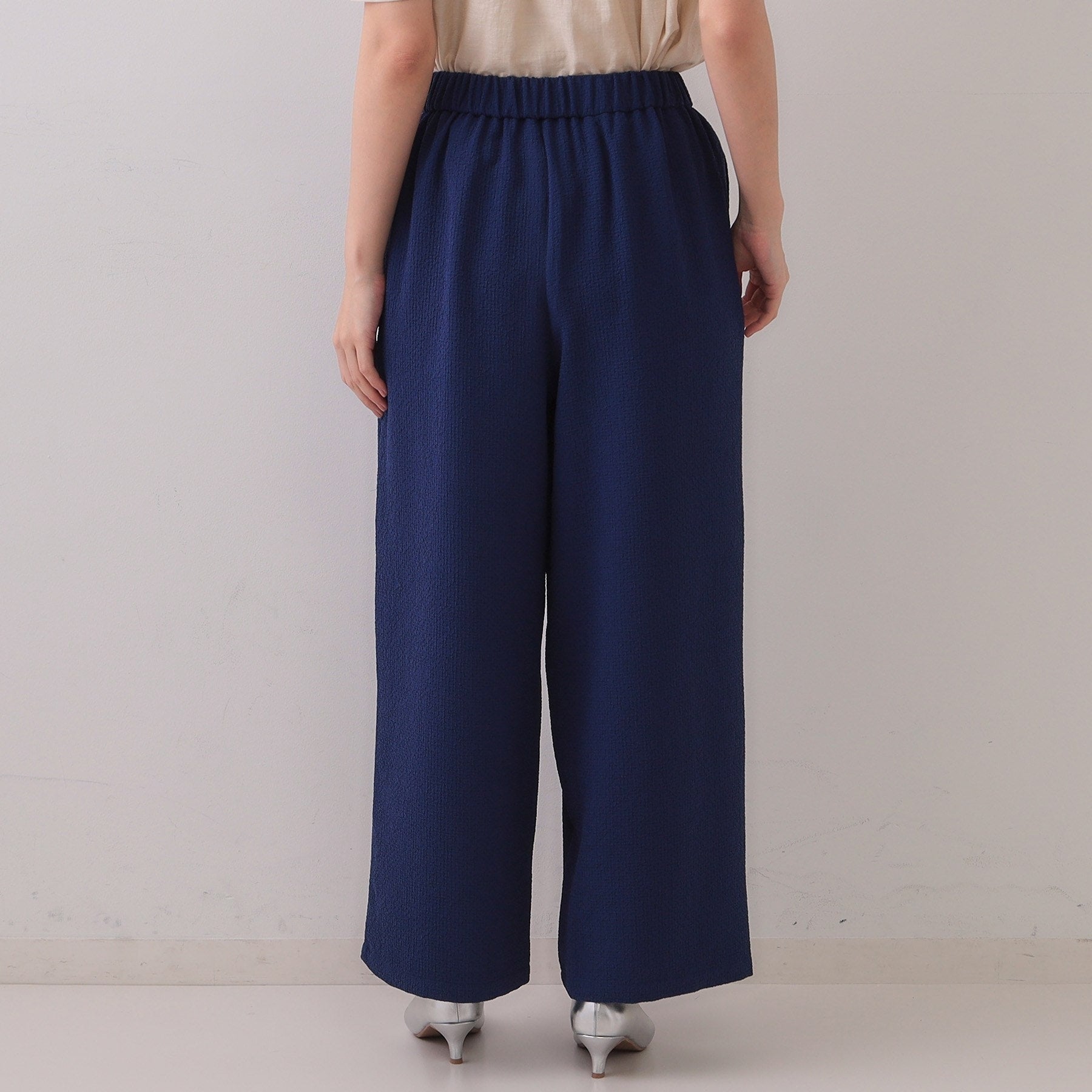 オペーク ドット クリップ OPAQUE.CLIP ストレッチジャカードイージーワイドパンツ/セットアップ対応可【洗濯機洗い可】 (オフホワイト(003)) オフホワイト(003)