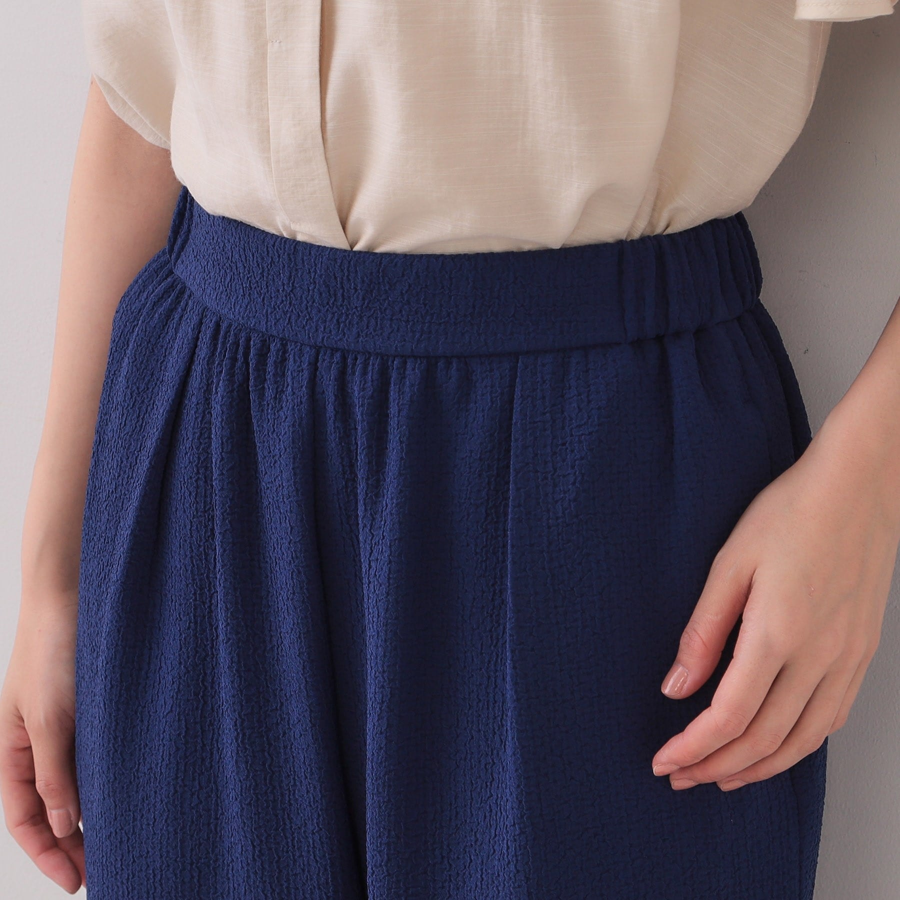 オペーク ドット クリップ OPAQUE.CLIP ストレッチジャカードイージーワイドパンツ/セットアップ対応可【洗濯機洗い可】 (オフホワイト(003)) オフホワイト(003)