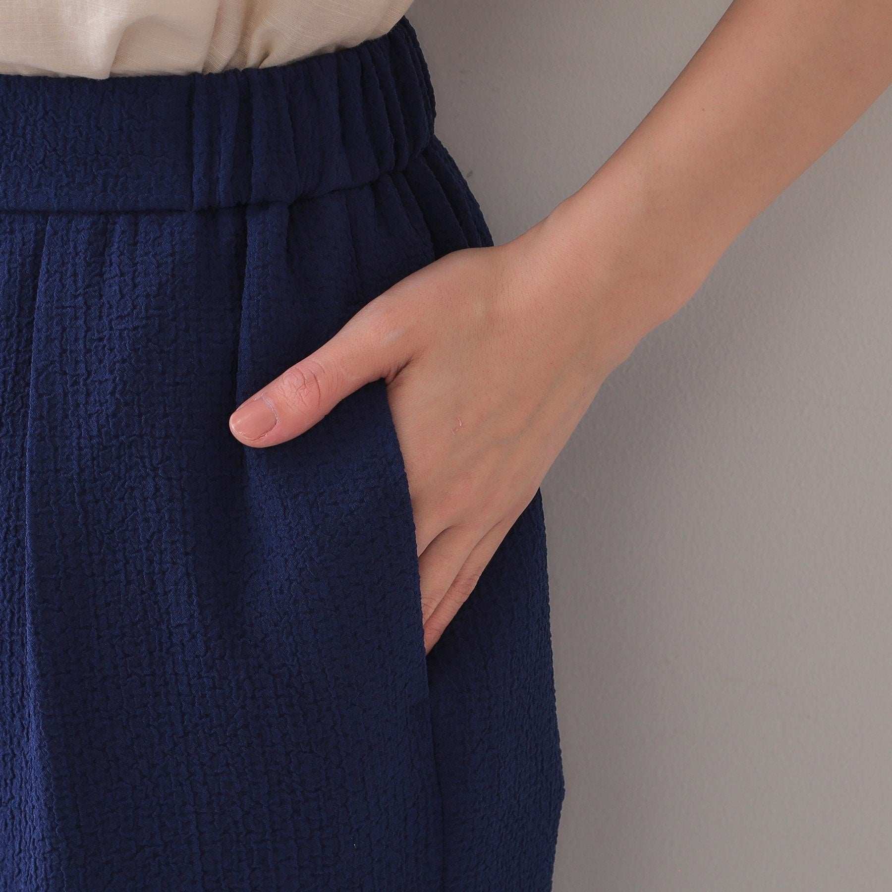 オペーク ドット クリップ OPAQUE.CLIP ストレッチジャカードイージーワイドパンツ/セットアップ対応可【洗濯機洗い可】 (オフホワイト(003)) オフホワイト(003)