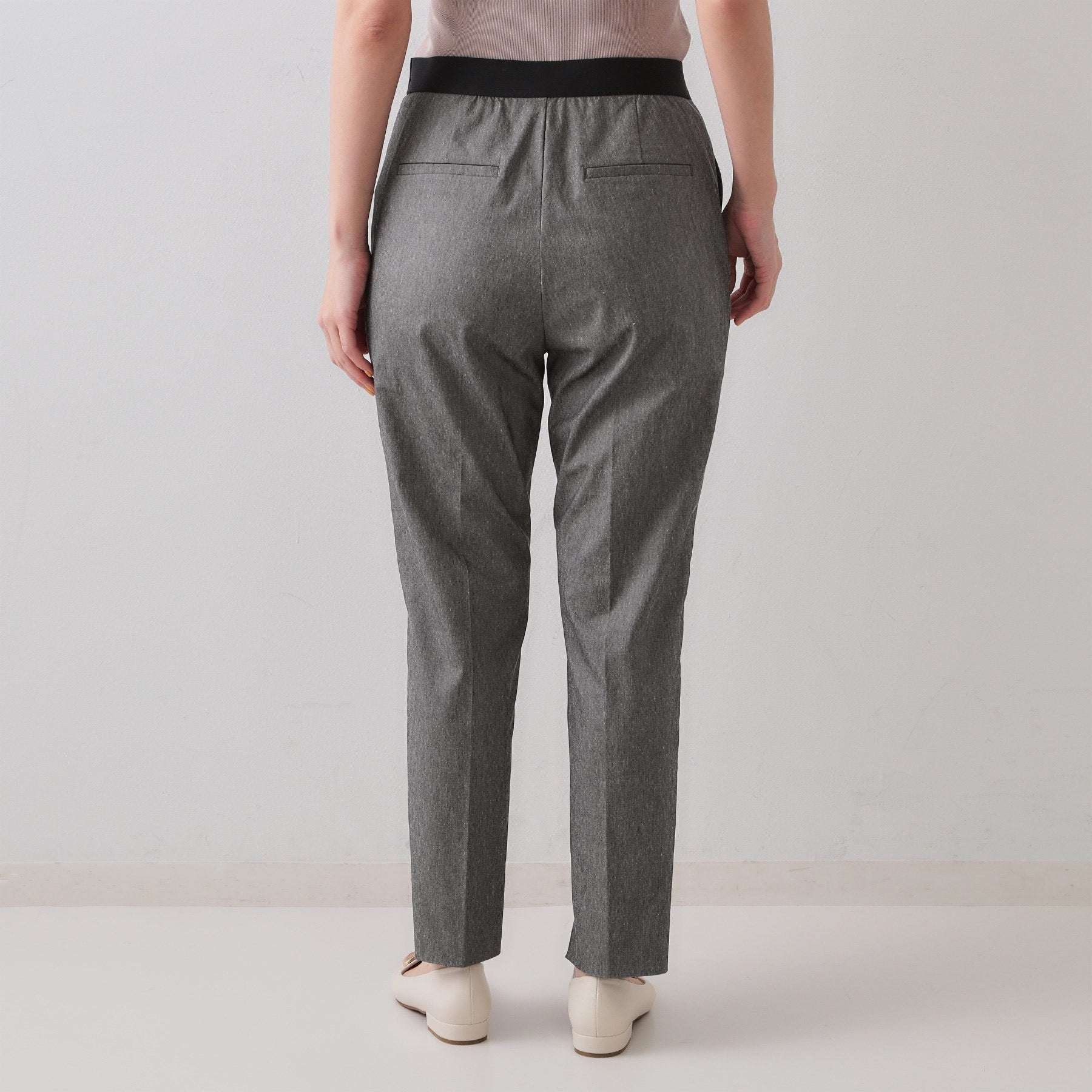 オペーク ドット クリップ OPAQUE.CLIP 麻混ハイストレッチイージースティックパンツ【洗濯機洗い可】 (ベージュ(052)) ベージュ(052)