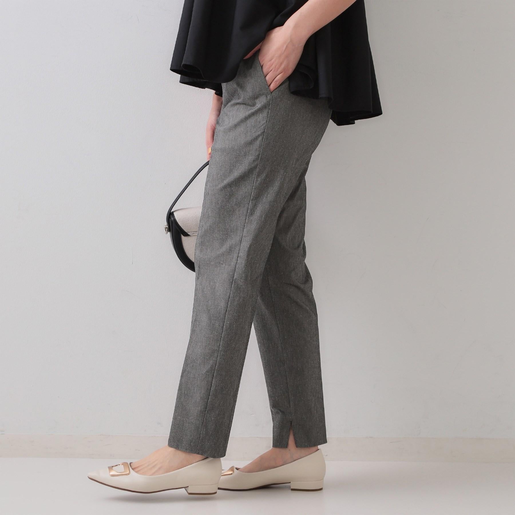 オペーク ドット クリップ OPAQUE.CLIP 麻混ハイストレッチイージースティックパンツ【洗濯機洗い可】 (ベージュ(052)) ベージュ(052)