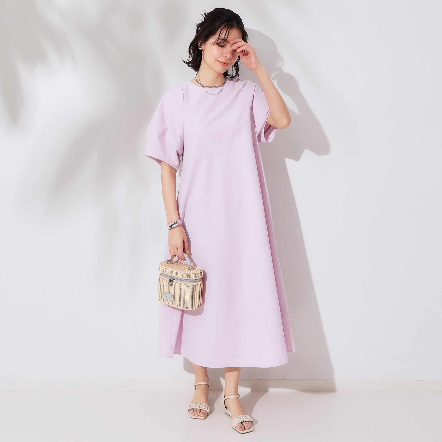 オペーク ドット クリップ OPAQUE.CLIP サッカーストライプワンピース【洗濯機洗い可/吸水速乾】 (ピンク(071)) ピンク(071)