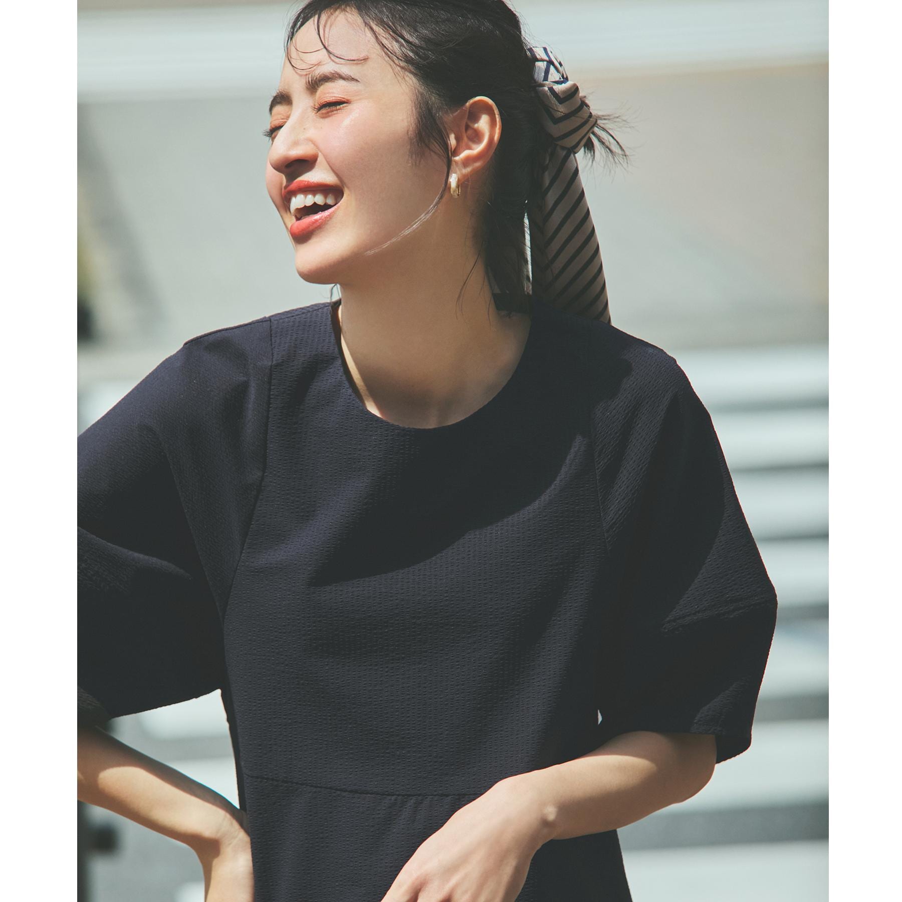 オペーク ドット クリップ OPAQUE.CLIP サッカーストライプワンピース【洗濯機洗い可/吸水速乾】 (ピンク(071)) ピンク(071)