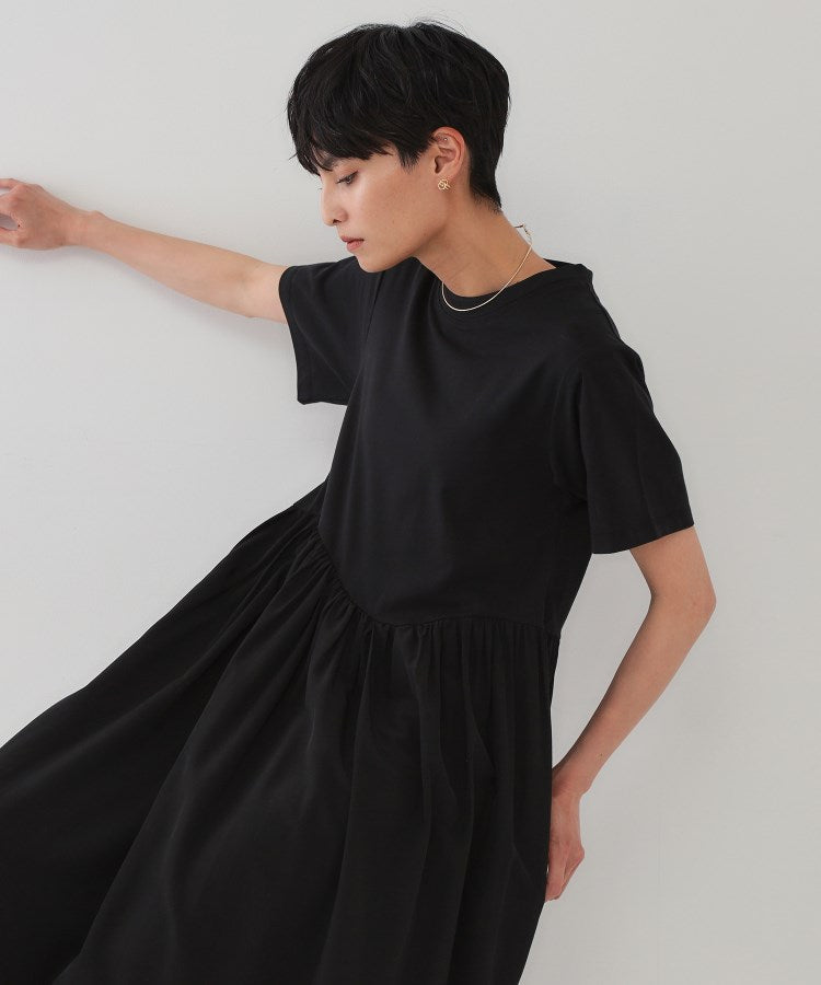 オペーク ドット クリップ OPAQUE.CLIP アシメドッキングフレアワンピース【洗濯機洗い可】 (ブルー(092)) ブルー(092)