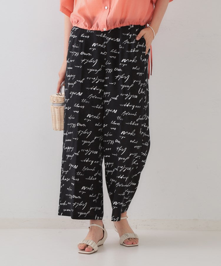 オペーク ドット クリップ OPAQUE.CLIP レタープリントイージーワイドパンツ【洗濯機洗い可】 (ブラック(119)) ブラック(119)