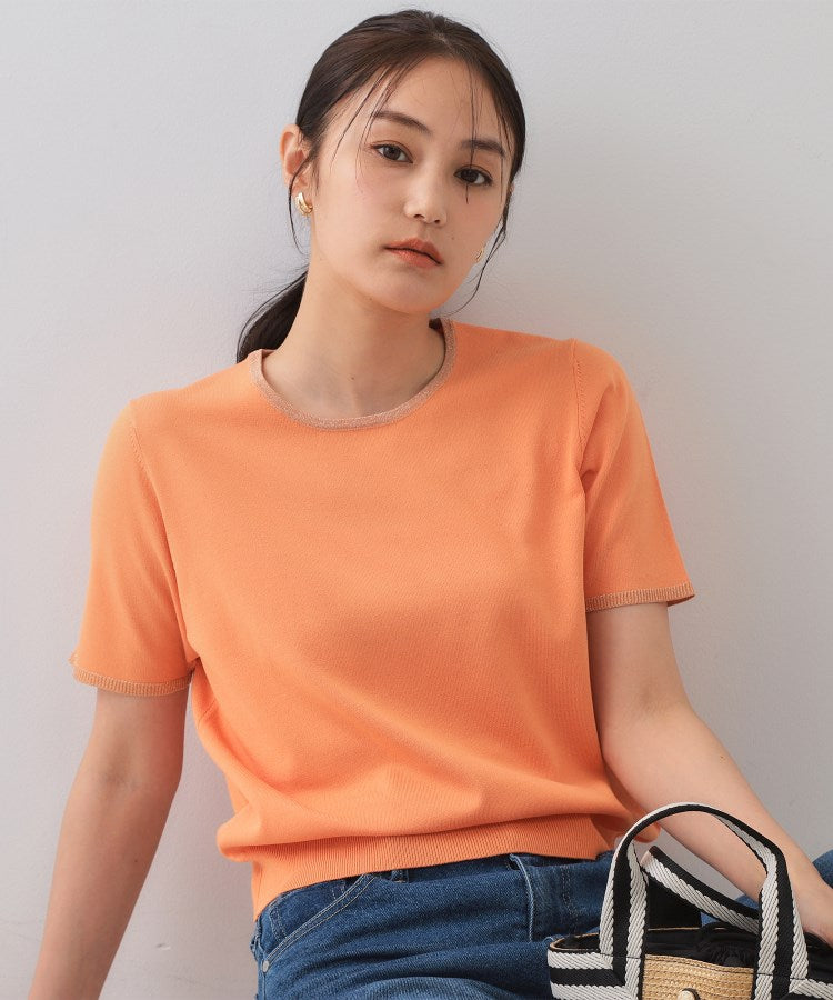 オペーク ドット クリップ OPAQUE.CLIP 配色ラメニット/アンサンブル対応【洗濯機洗い可/抗ピル】 (オレンジ(065)) オレンジ(065)