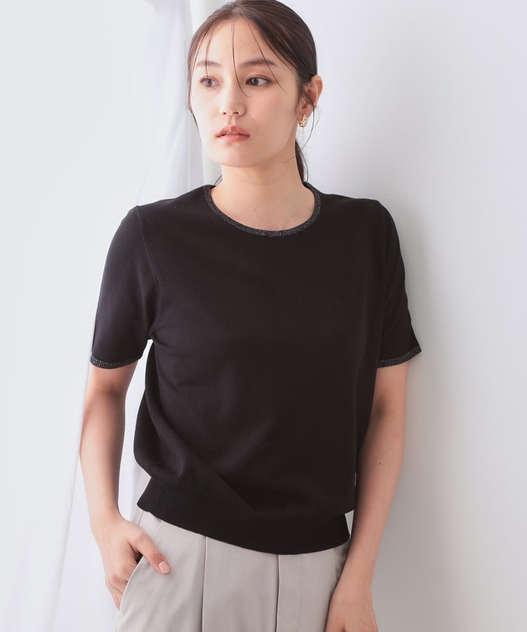 オペーク ドット クリップ OPAQUE.CLIP 配色ラメニット/アンサンブル対応【洗濯機洗い可/抗ピル】 (ブラック(019)) ブラック(019)