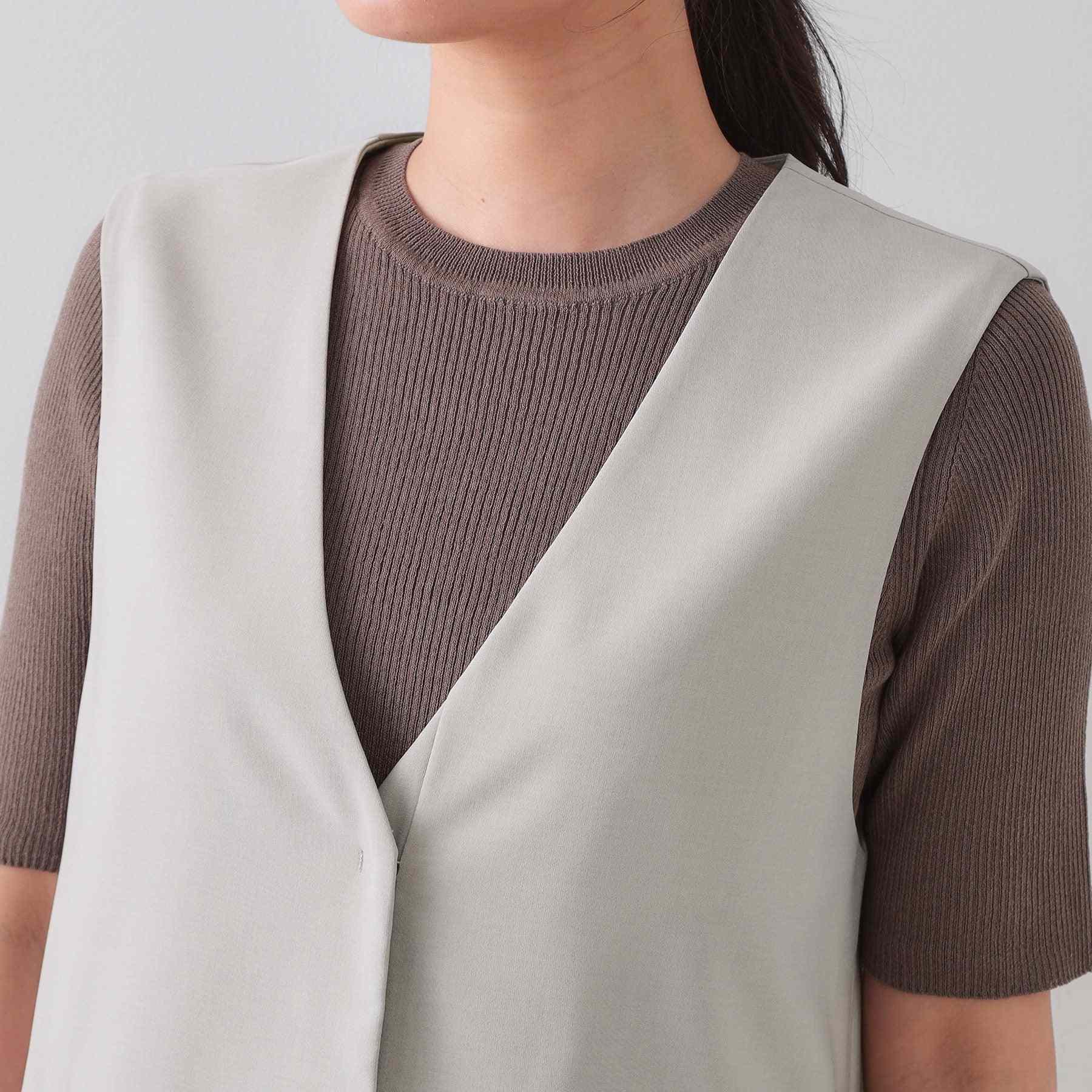 オペーク ドット クリップ OPAQUE.CLIP UV ストレッチVネックジレ/セットアップ対応【洗濯機洗い可/接触冷感/抗ピル】 (ライトグレー(011)) ライトグレー(011)