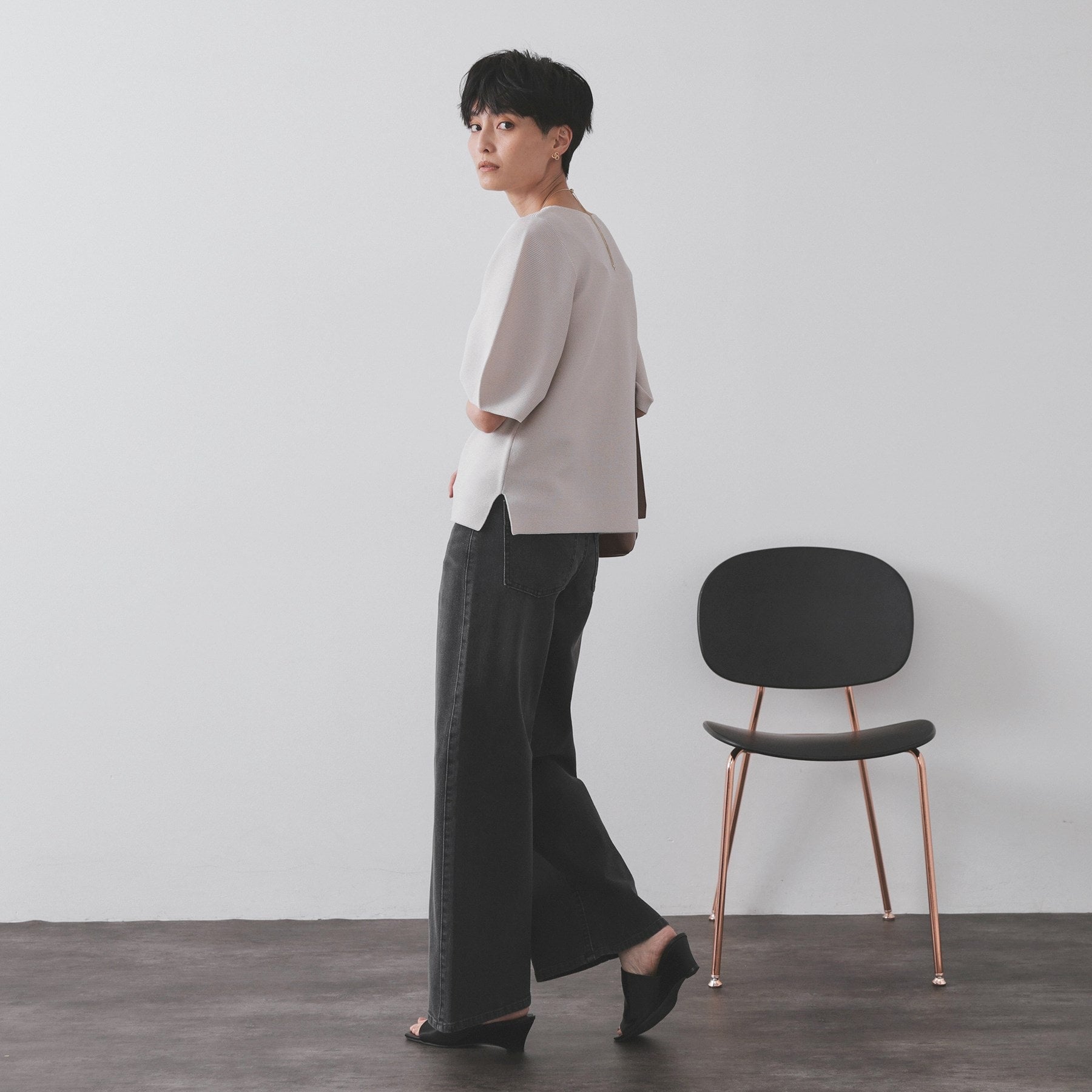 オペーク ドット クリップ OPAQUE.CLIP ストレッチバギーデニム【洗濯機洗い可】 (スミクロ(018)) スミクロ(018)