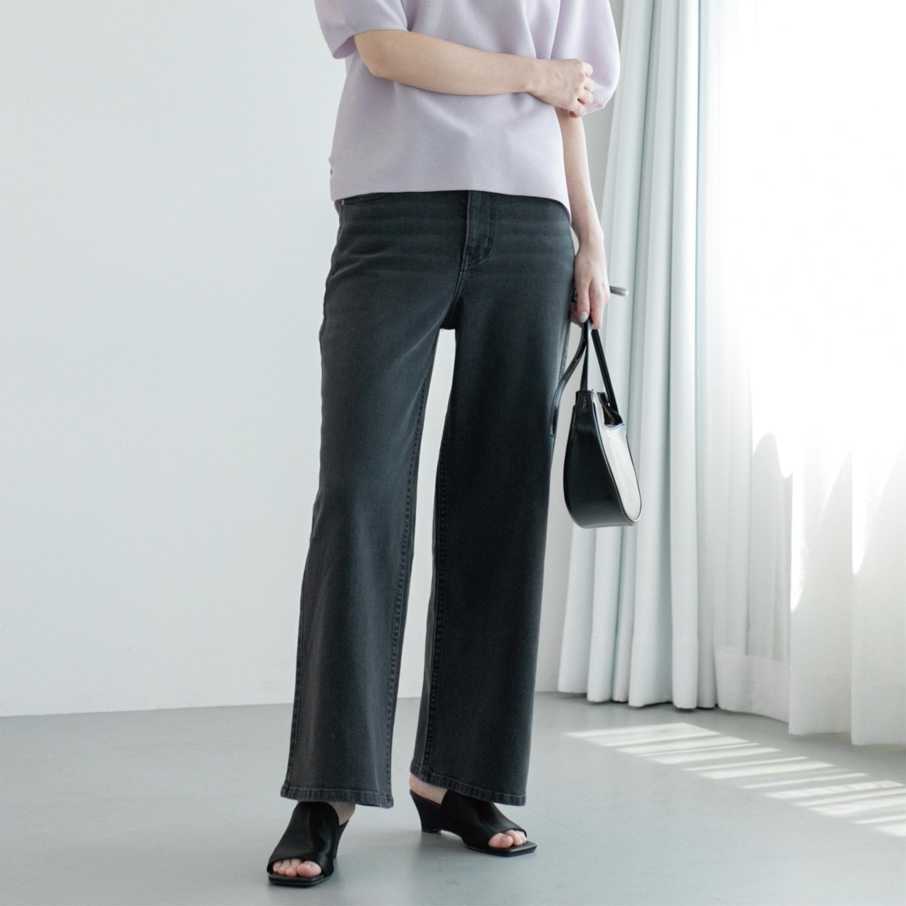 オペーク ドット クリップ OPAQUE.CLIP ストレッチバギーデニム【洗濯機洗い可】 (スミクロ(018)) スミクロ(018)