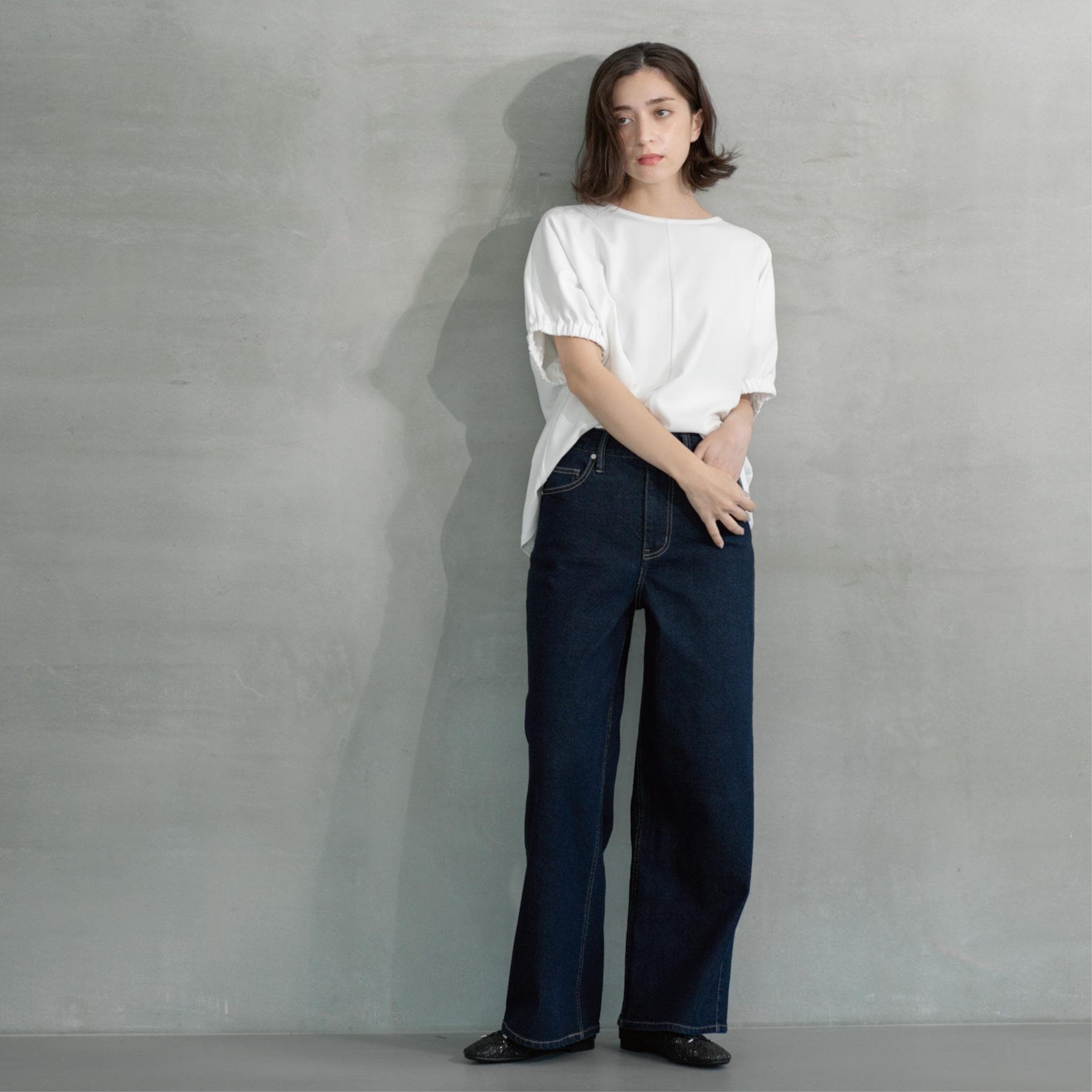 オペーク ドット クリップ OPAQUE.CLIP ストレッチバギーデニム【洗濯機洗い可】 (スミクロ(018)) スミクロ(018)