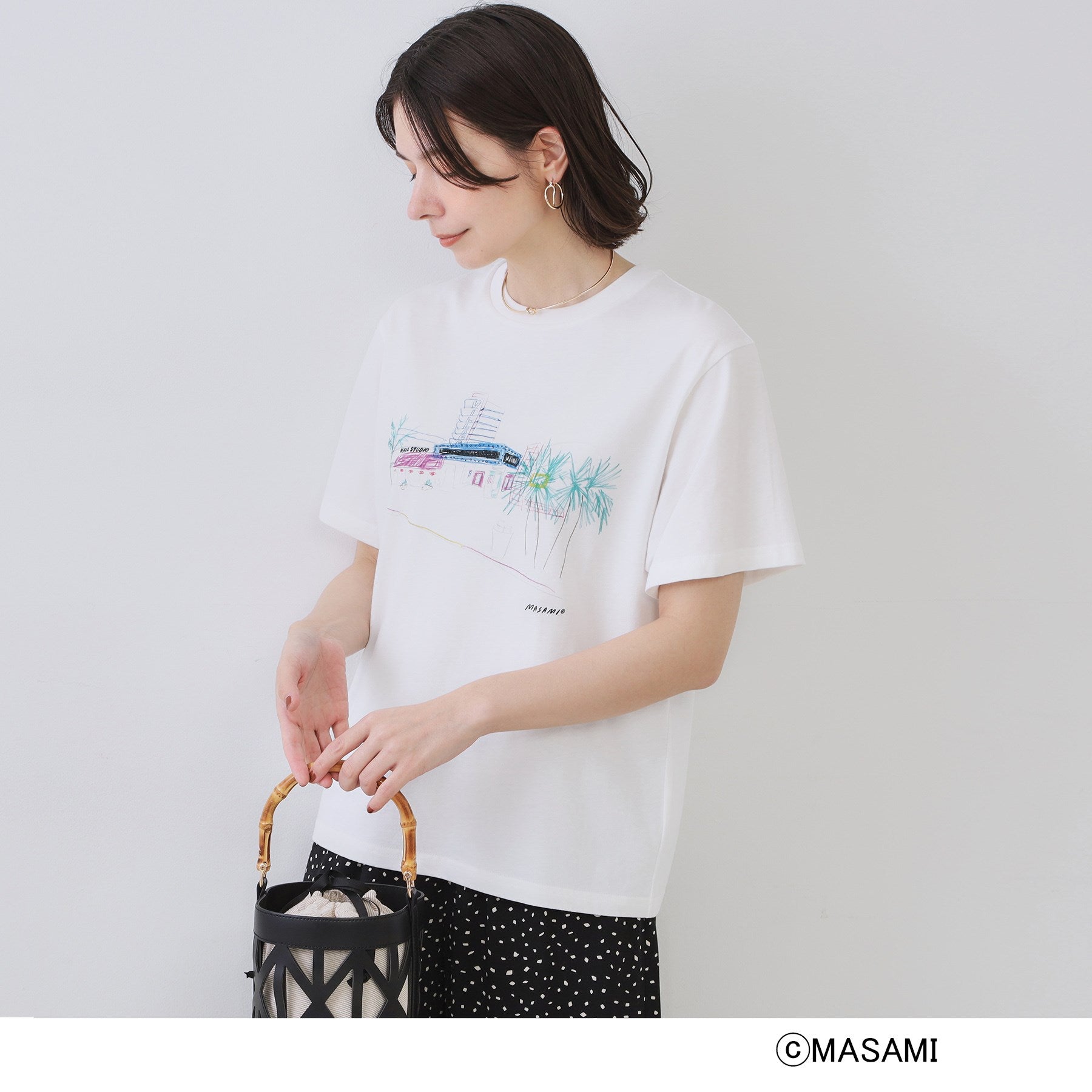 オペーク ドット クリップ OPAQUE.CLIP 風景イラストプリントTシャツ (ブラック(019)) ブラック(019)