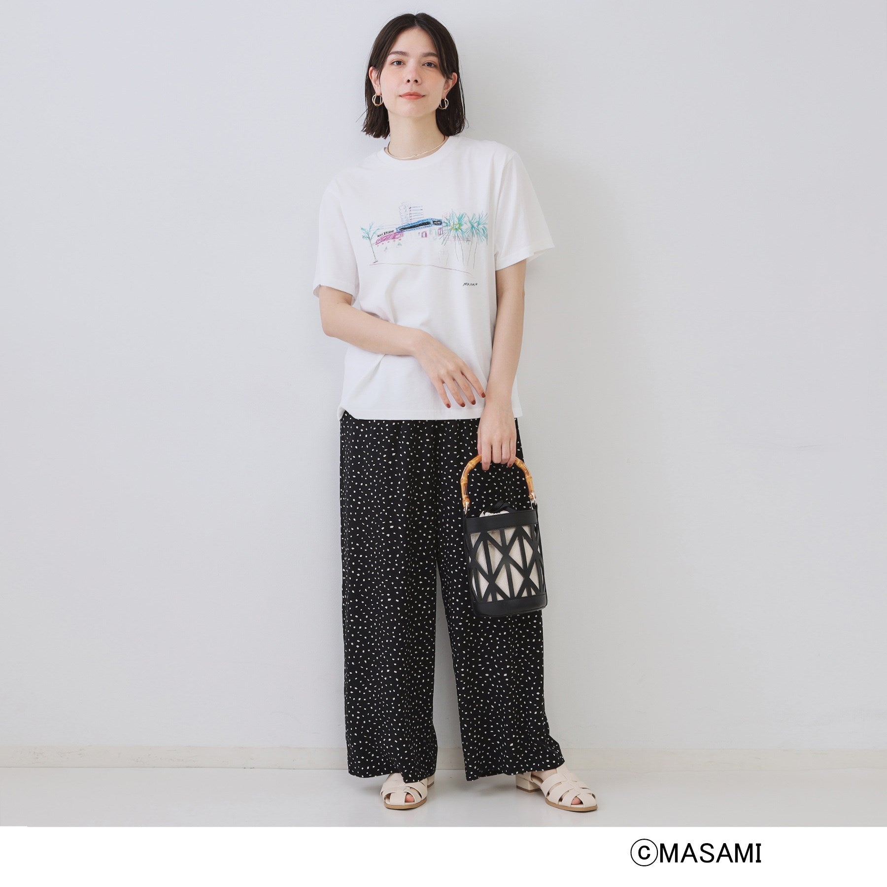 オペーク ドット クリップ OPAQUE.CLIP 風景イラストプリントTシャツ (ブラック(019)) ブラック(019)