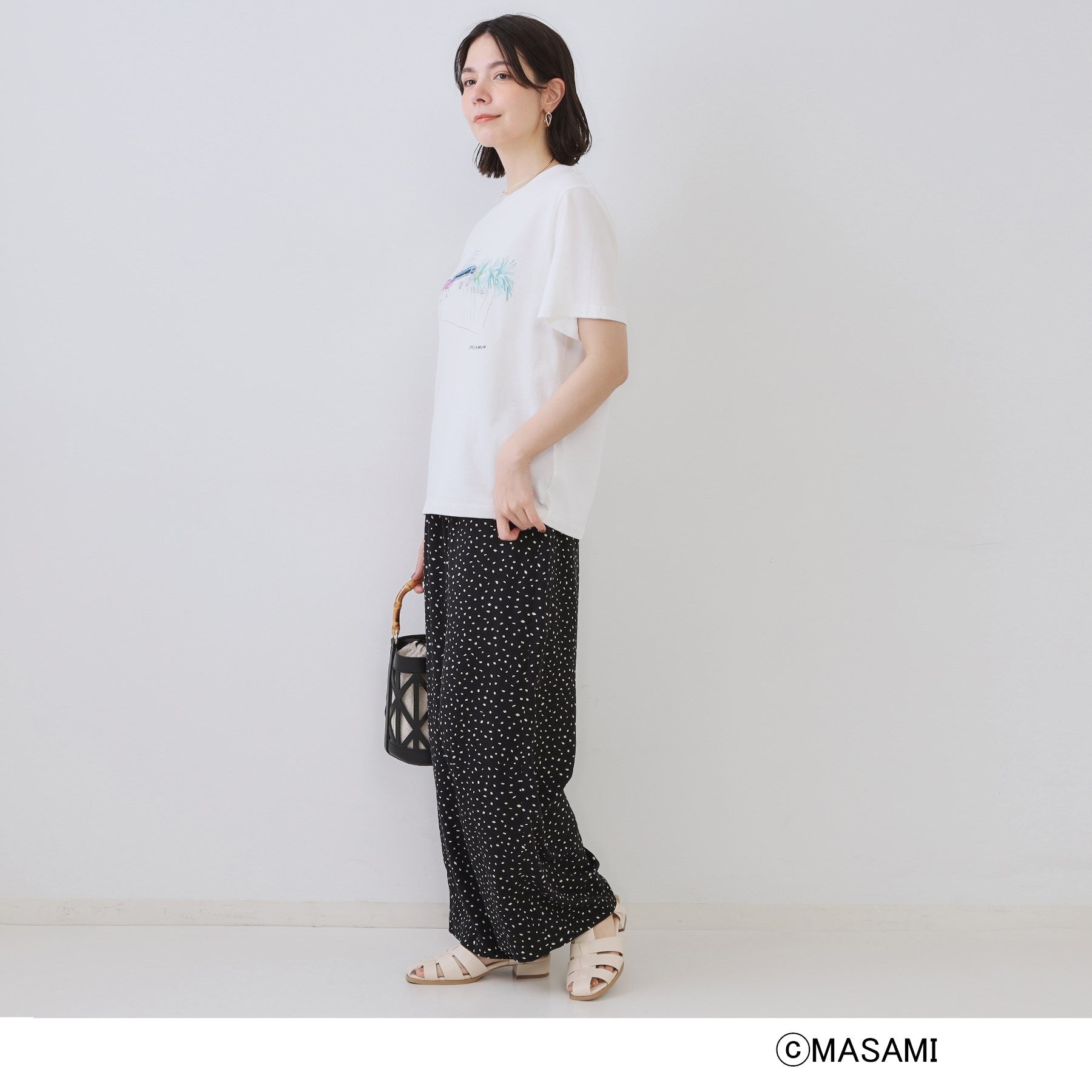 オペーク ドット クリップ OPAQUE.CLIP 風景イラストプリントTシャツ (ブラック(019)) ブラック(019)